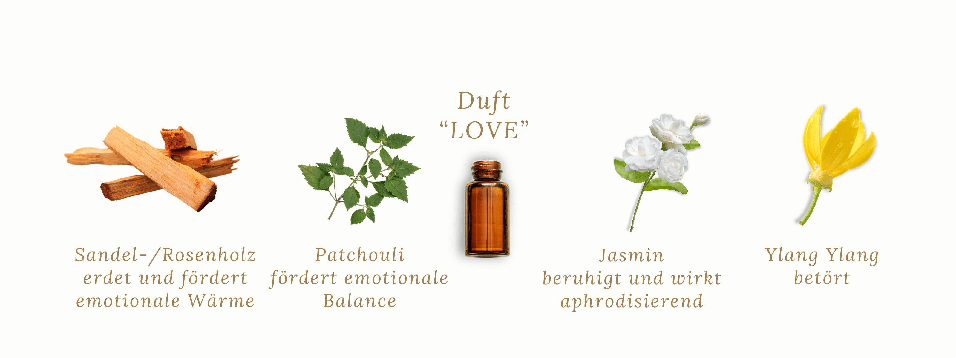 Duftmischung LOVE mit Sandelholz, Patchouli, Ylang Ylang, Jasmin u.a.