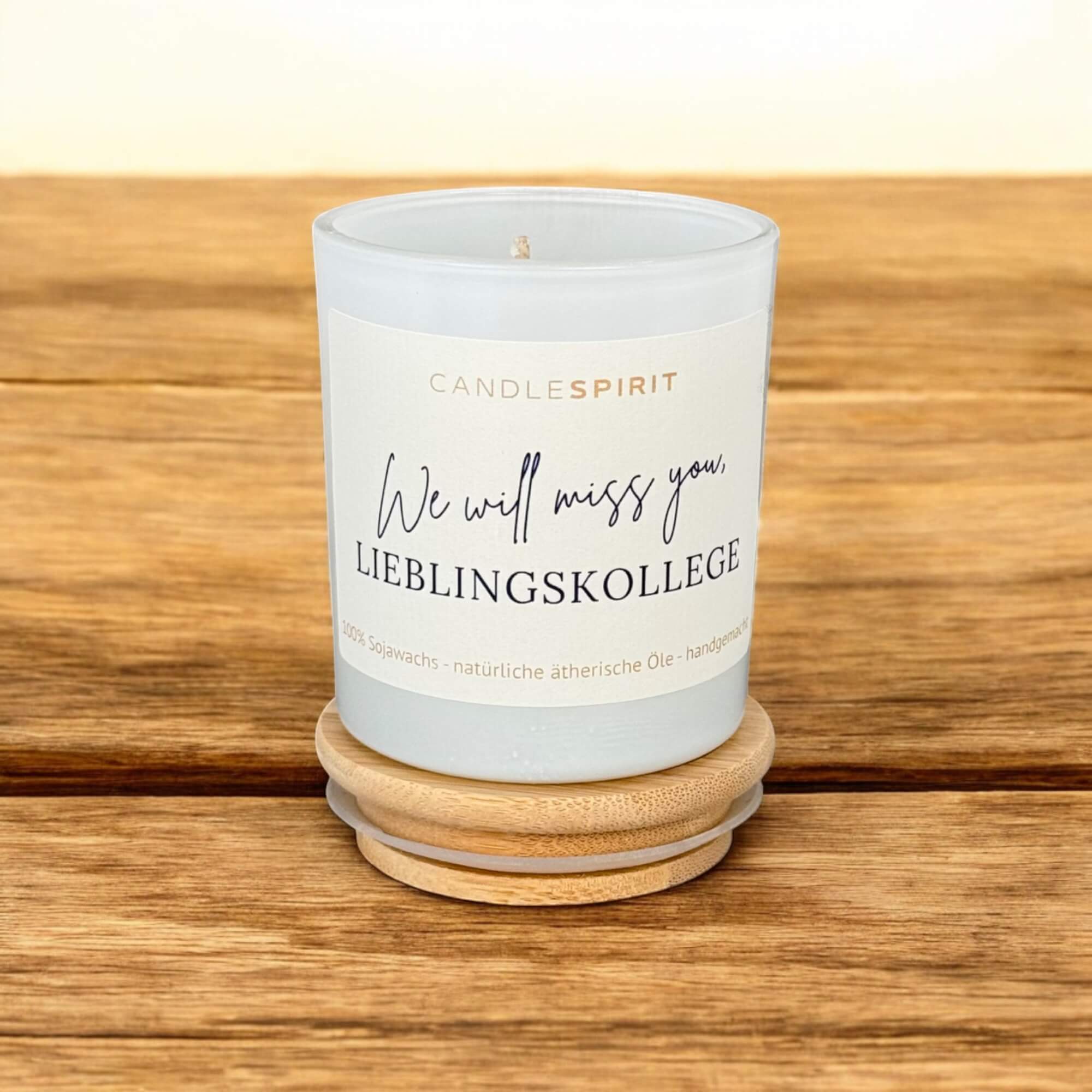 "We will miss you, Lieblingskollege" | Aromatherapie Duftkerze mit Gratis Meditation