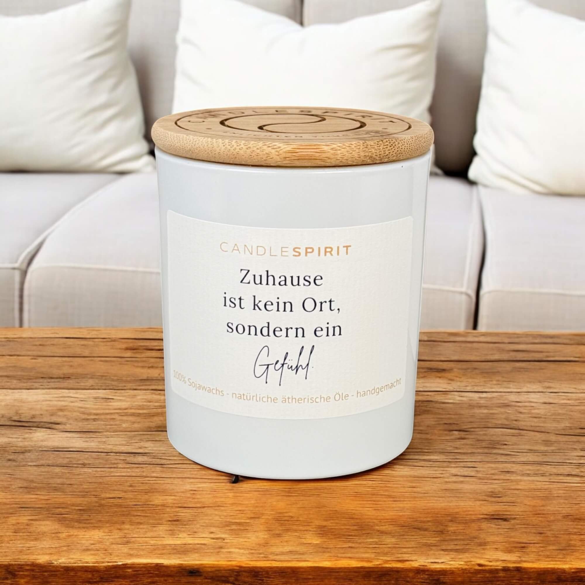 Duftkerze "Zuhause ist kein Ort, sondern ein Gefühl" Gratis Meditation Hauptbild