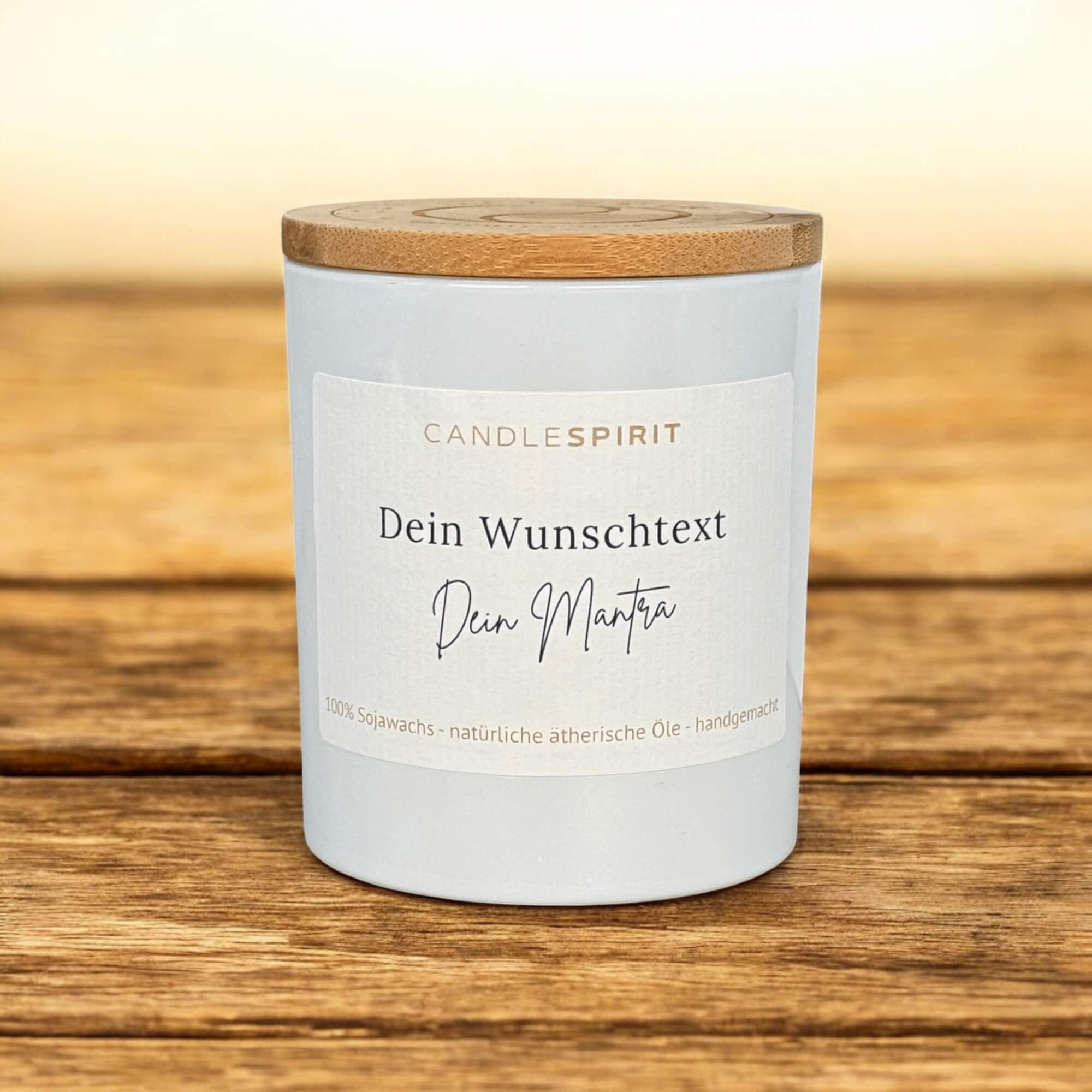 "Dein Wunschtext. Dein Mantra" | Personalisierbar | Aromatherapie Duftkerze mit Gratis Meditation