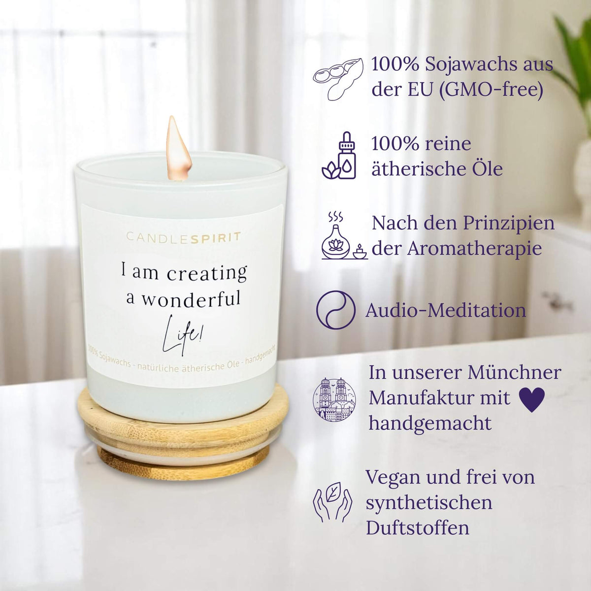Audio-Duftkerze "I am creating a wonderful life" USP