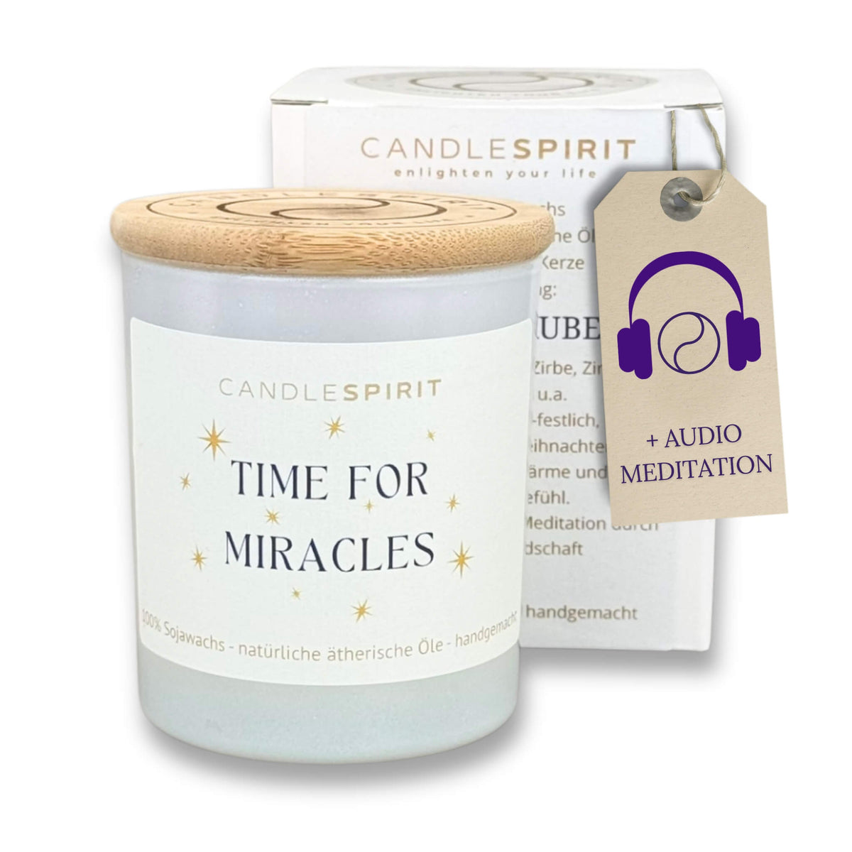 Audio-Duftkerze "Time for Miracles" Duft WINTERZAUBER mit ätherischen Ölen & Audio-Meditation