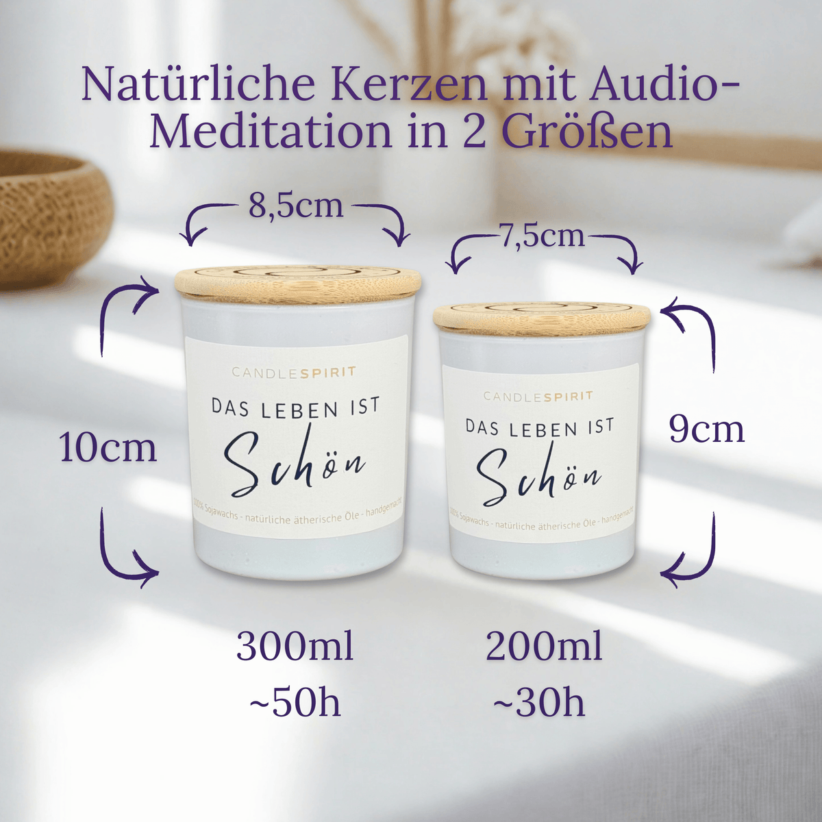 Audio-Duftkerze "Das Leben ist schön" mit ätherischen Ölen & Audio-Meditation