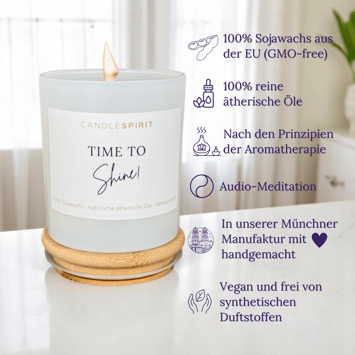 Audio-Duftkerze Time to Shine! USPs