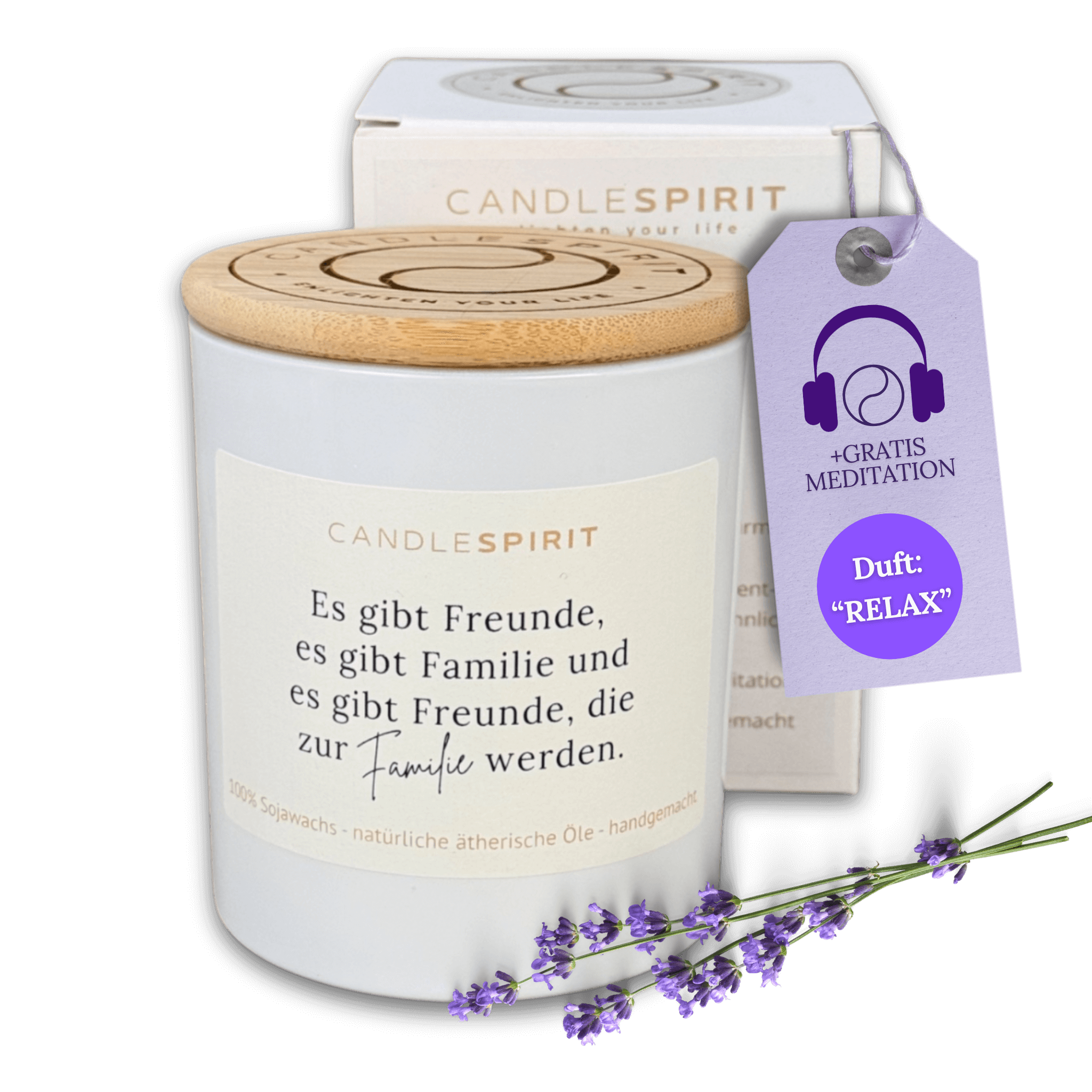 "Es gibt Freunde, es gibt Familie und es gibt Freunde, die zur Familie werden." | Aromatherapie Duftkerze mit Gratis Meditation