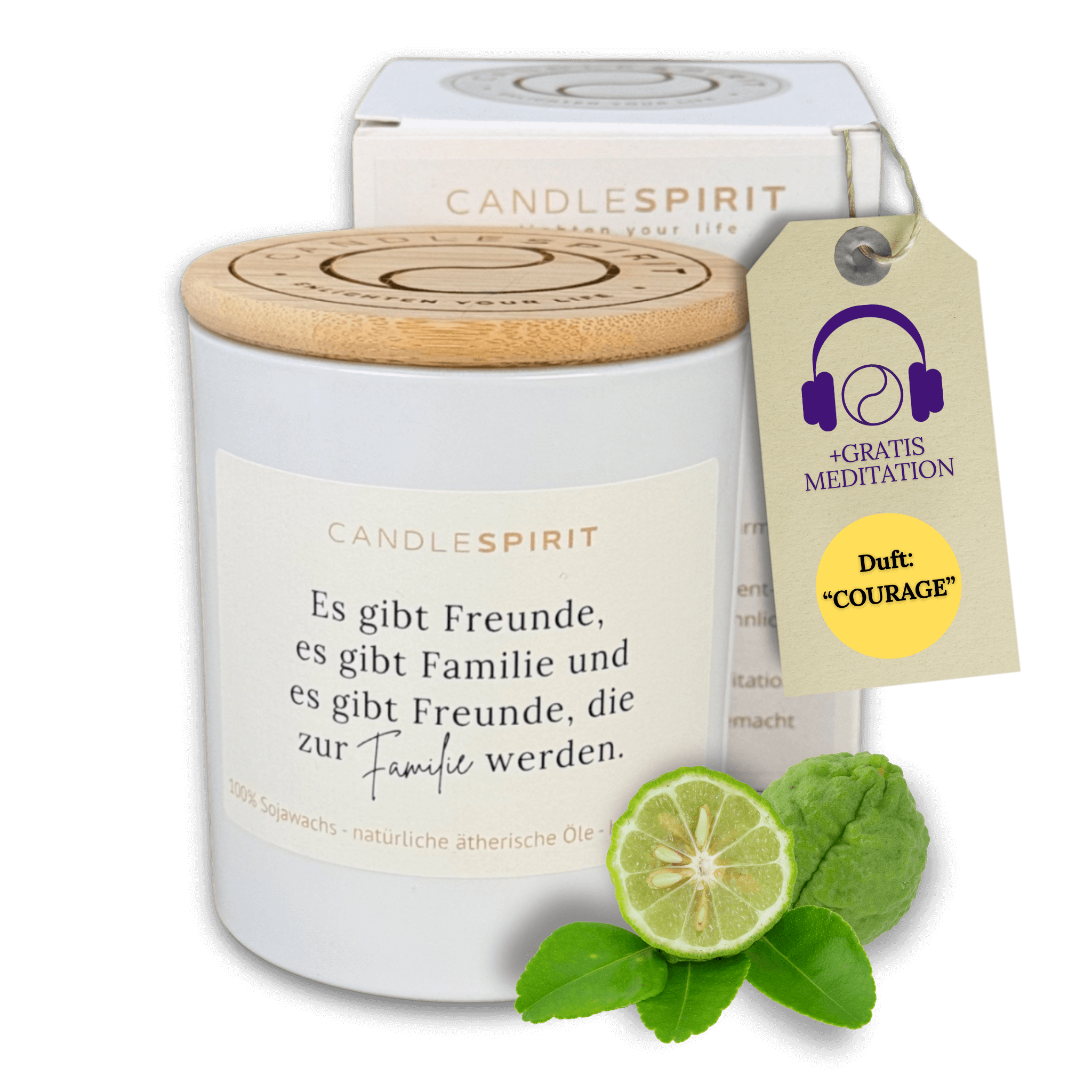 "Es gibt Freunde, es gibt Familie und es gibt Freunde, die zur Familie werden." | Aromatherapie Duftkerze mit Gratis Meditation