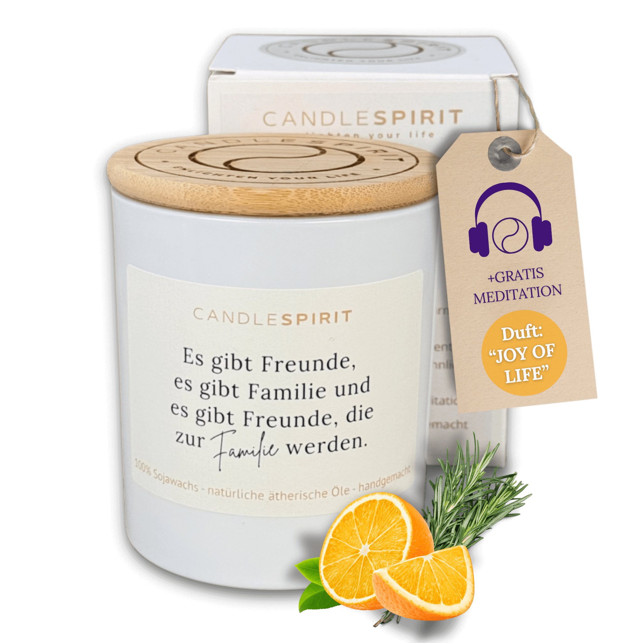 "Es gibt Freunde, es gibt Familie und es gibt Freunde, die zur Familie werden." | Aromatherapie Duftkerze mit Gratis Meditation