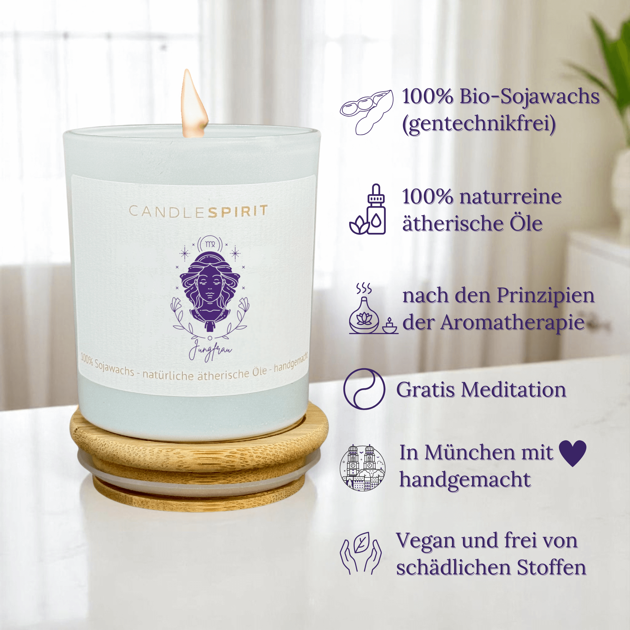 Sternzeichen "Jungfrau" | Aromatherapie Duftkerze mit Meditation