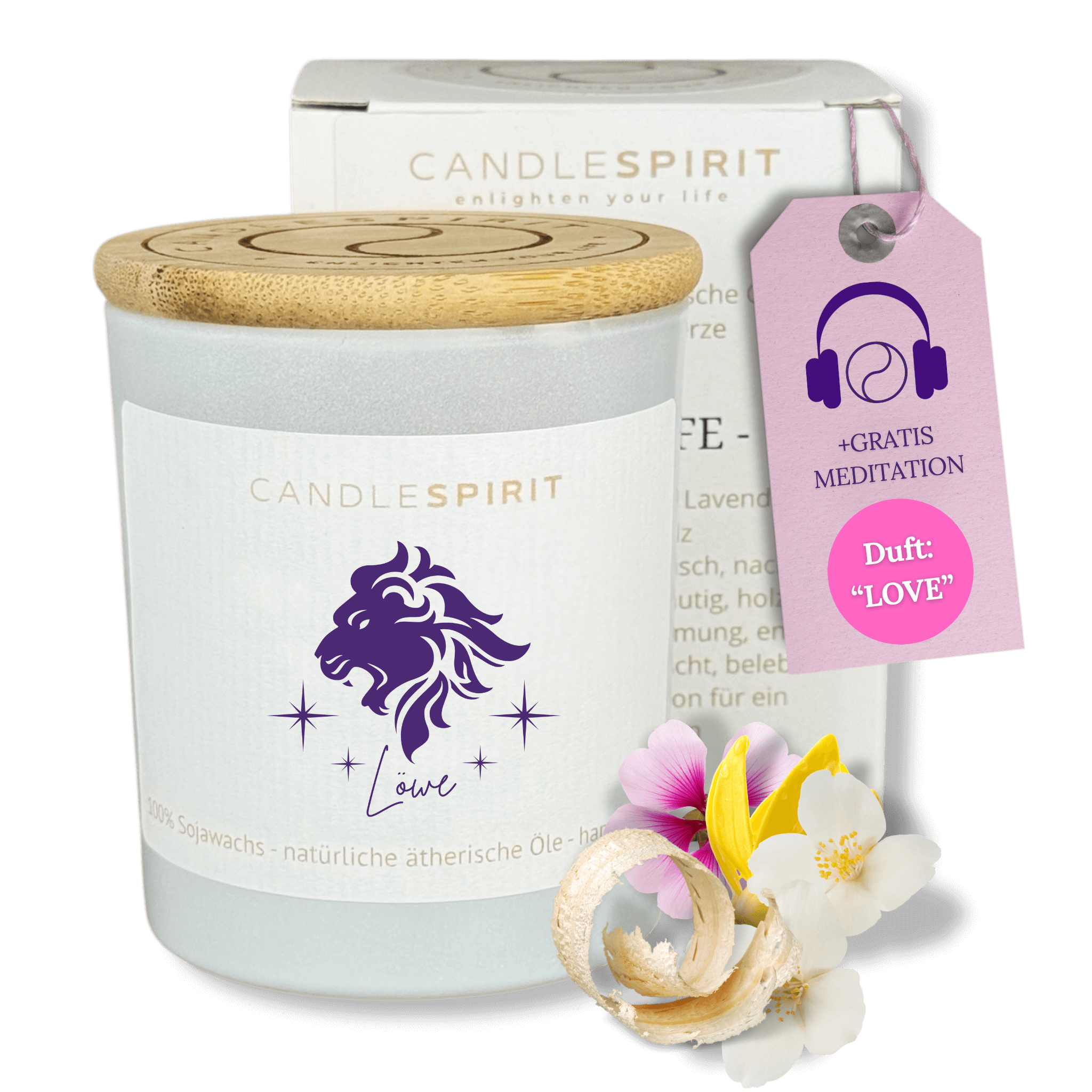 Sternzeichen "Löwe" | Aromatherapie Duftkerze mit Meditation