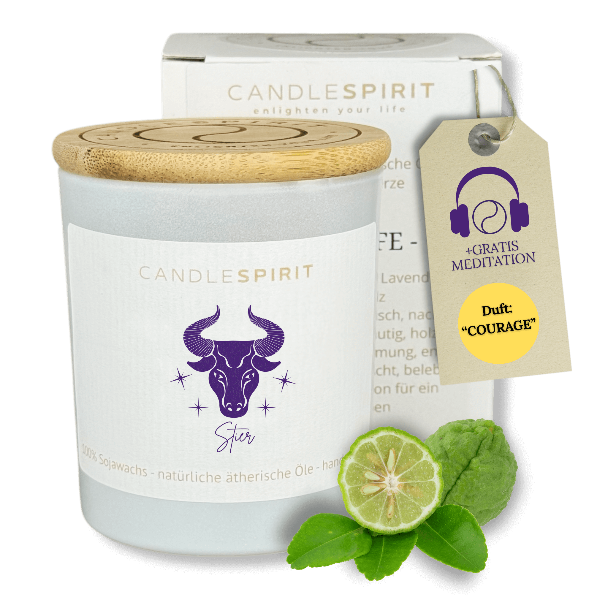 Sternzeichen "Stier" | Aromatherapie Duftkerze mit Meditation