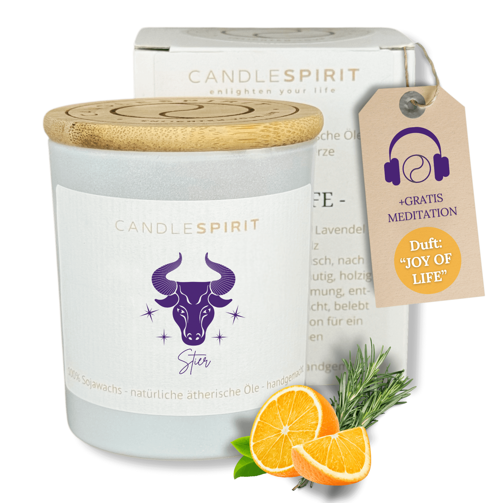 Sternzeichen "Stier" | Aromatherapie Duftkerze mit Meditation