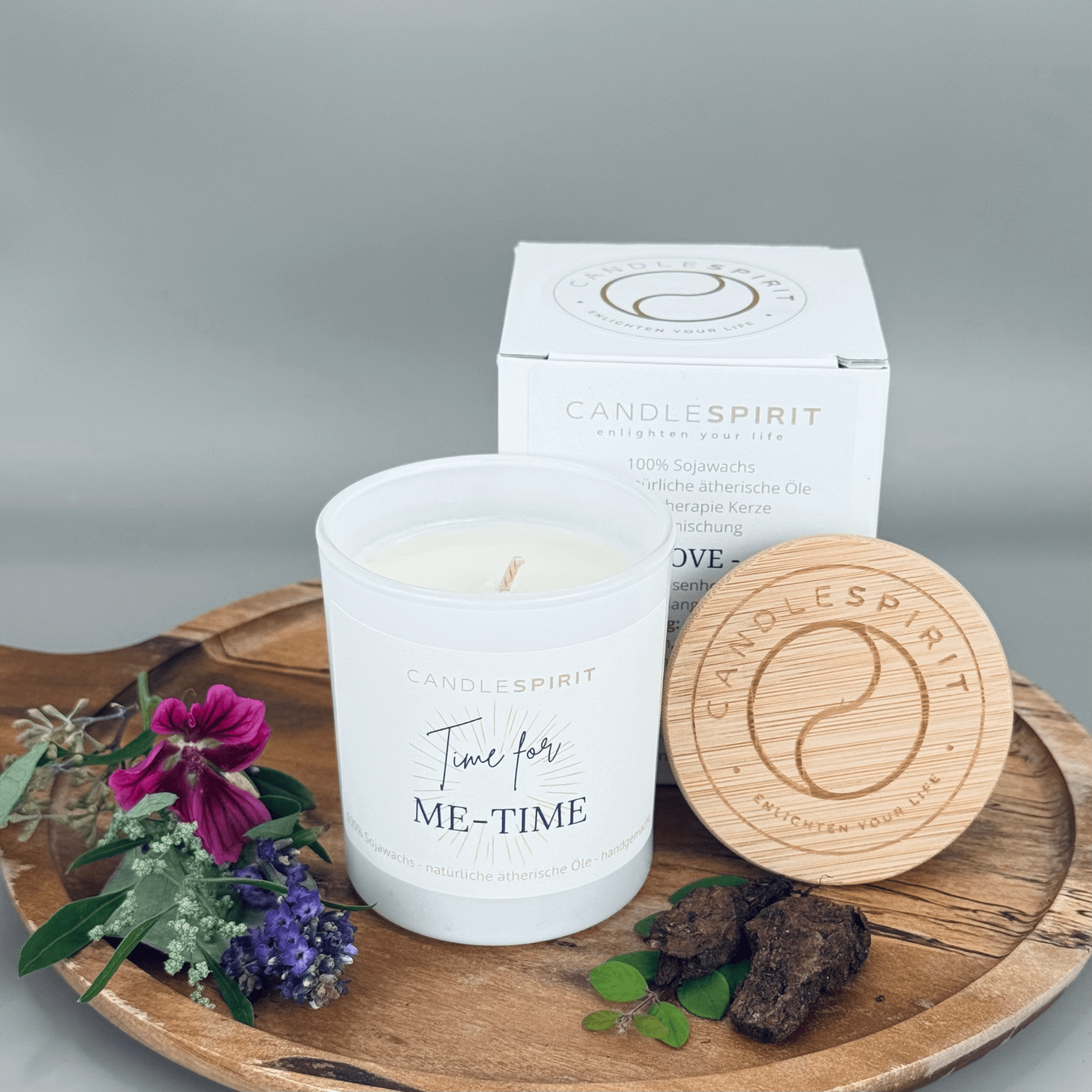 "Time for Me-Time" | Aromatherapie Duftkerze & Gratis Meditation | Bio-Sojawachs