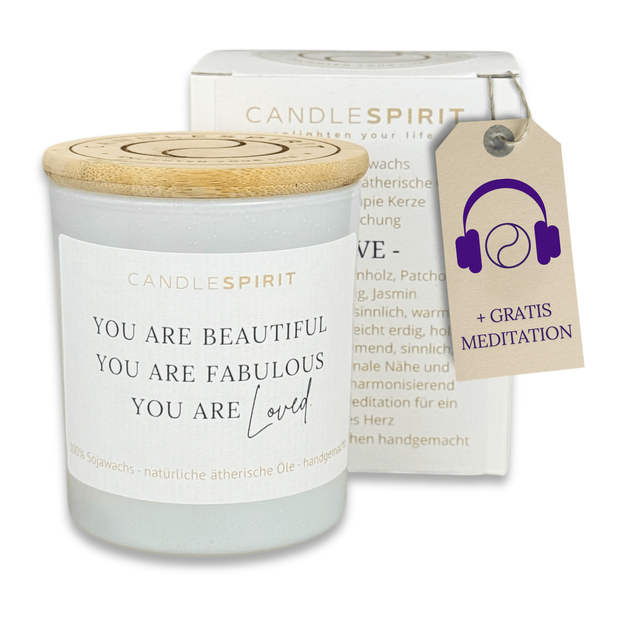 "You are beautiful, you are fabulous, you are loved" | Aromatherapie Duftkerze & Gratis Meditation | Bio-Sojawach