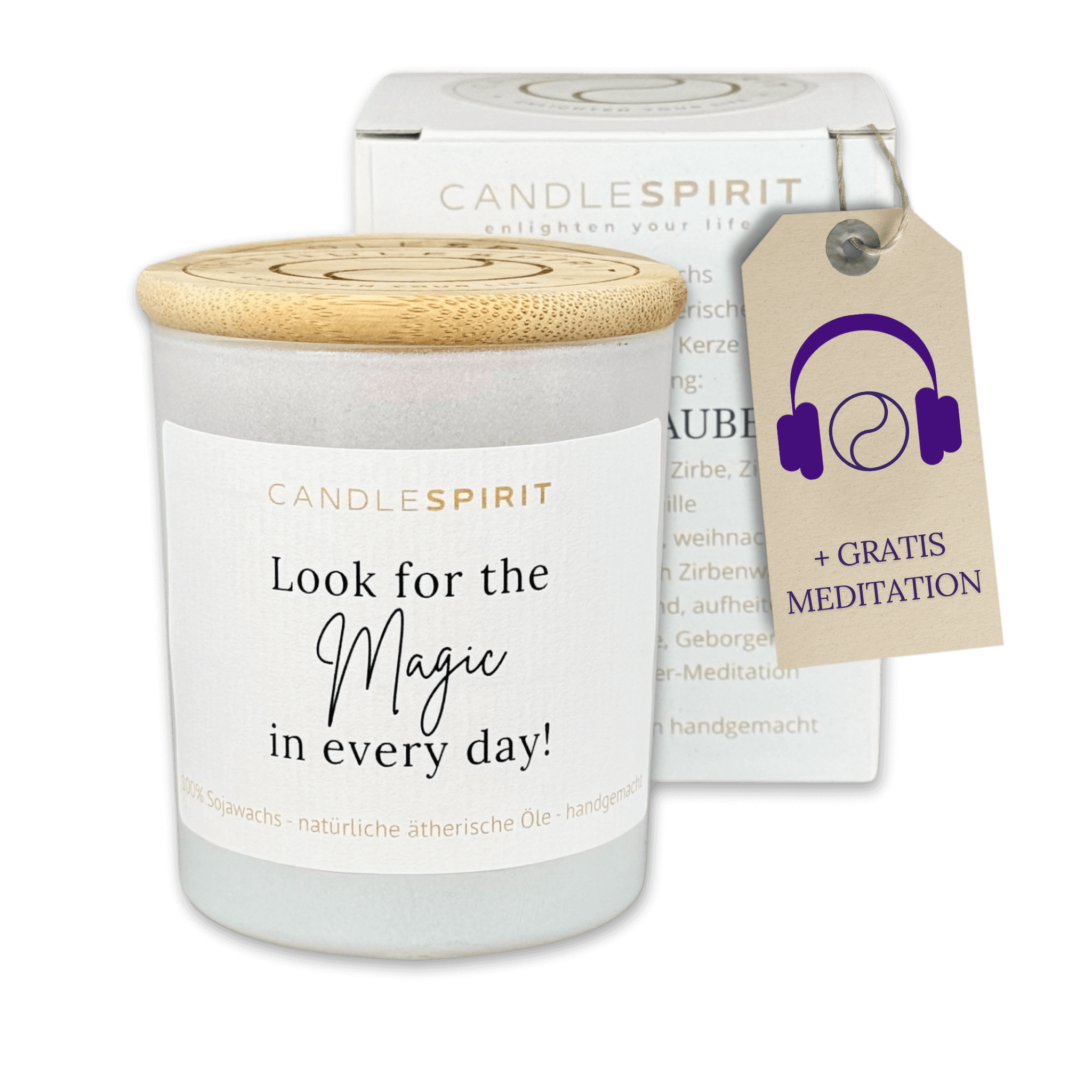 CANDLESPIRIT Duftkerze "Look for the magic in every day" ätherische Öle & Audio-Meditation erhältlich in verschiedenen Düften
