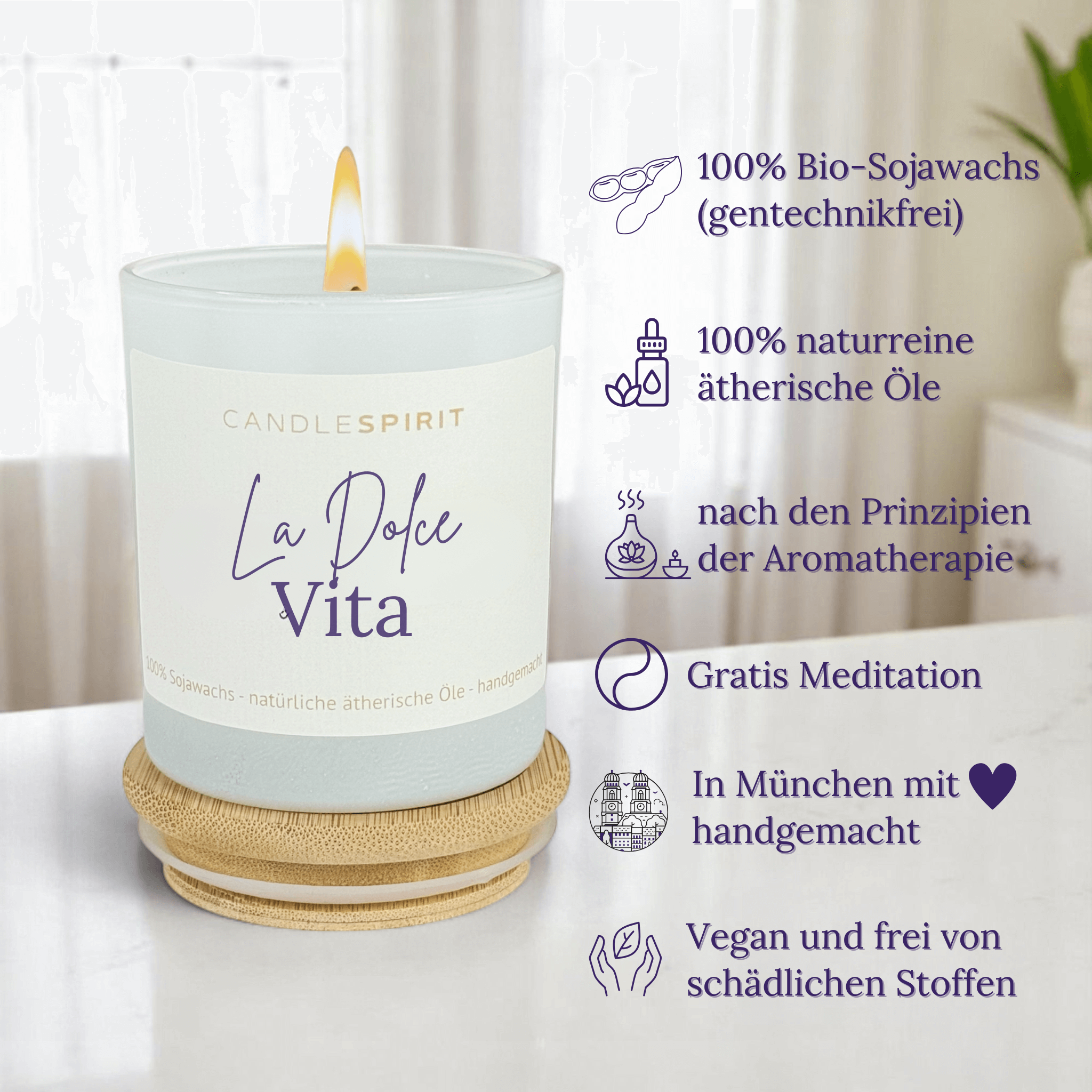 "La Dolce Vita" | Aromatherapie Duftkerze mit Gratis Meditation