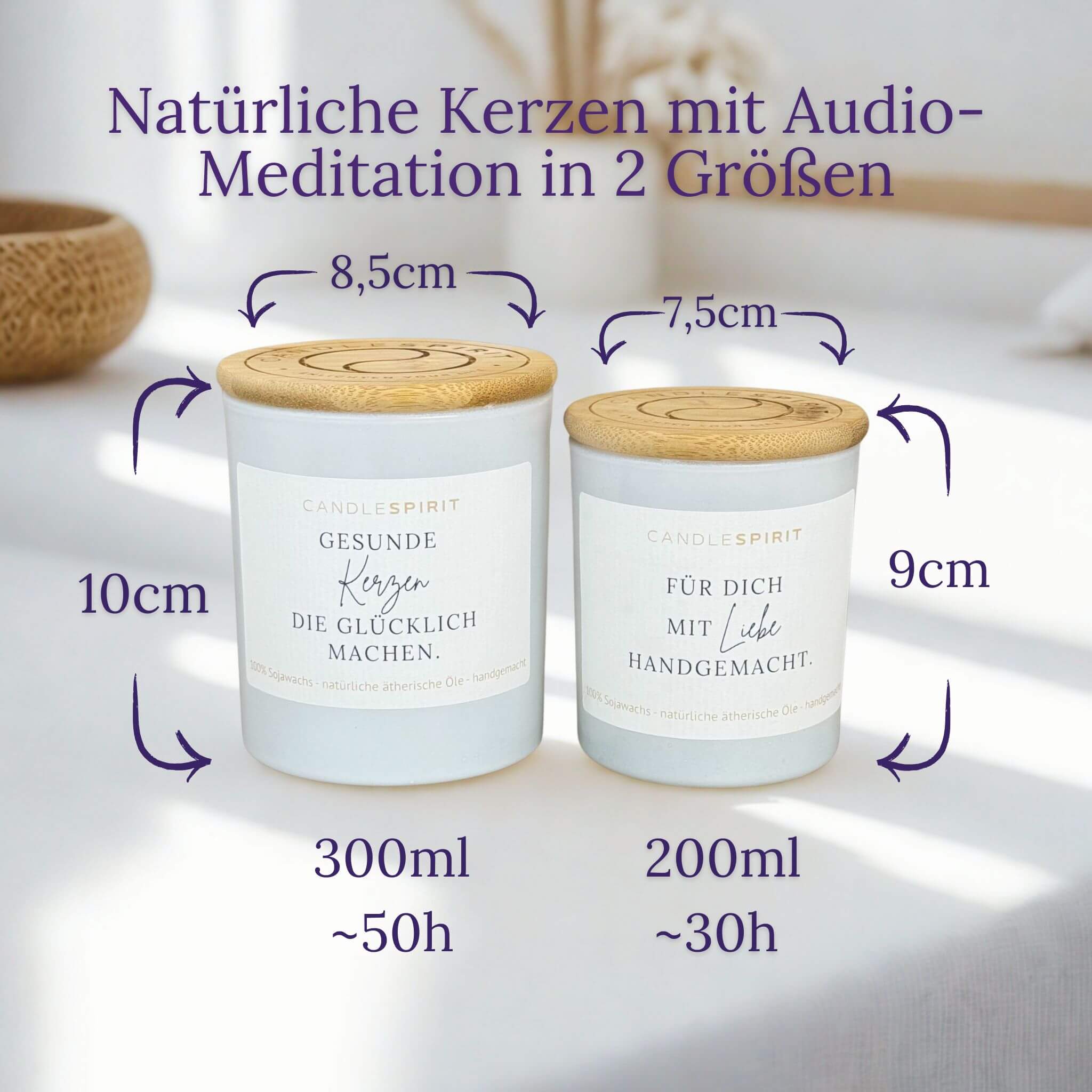 CANDLESPIRIT Duftkerze "Es gibt Freunde, es gibt Familie und es gibt Freunde, die zur Familie werden." mit ätherischen Ölen & Audio-Meditation in zwei Größen 30h oder 50h Brennfreude