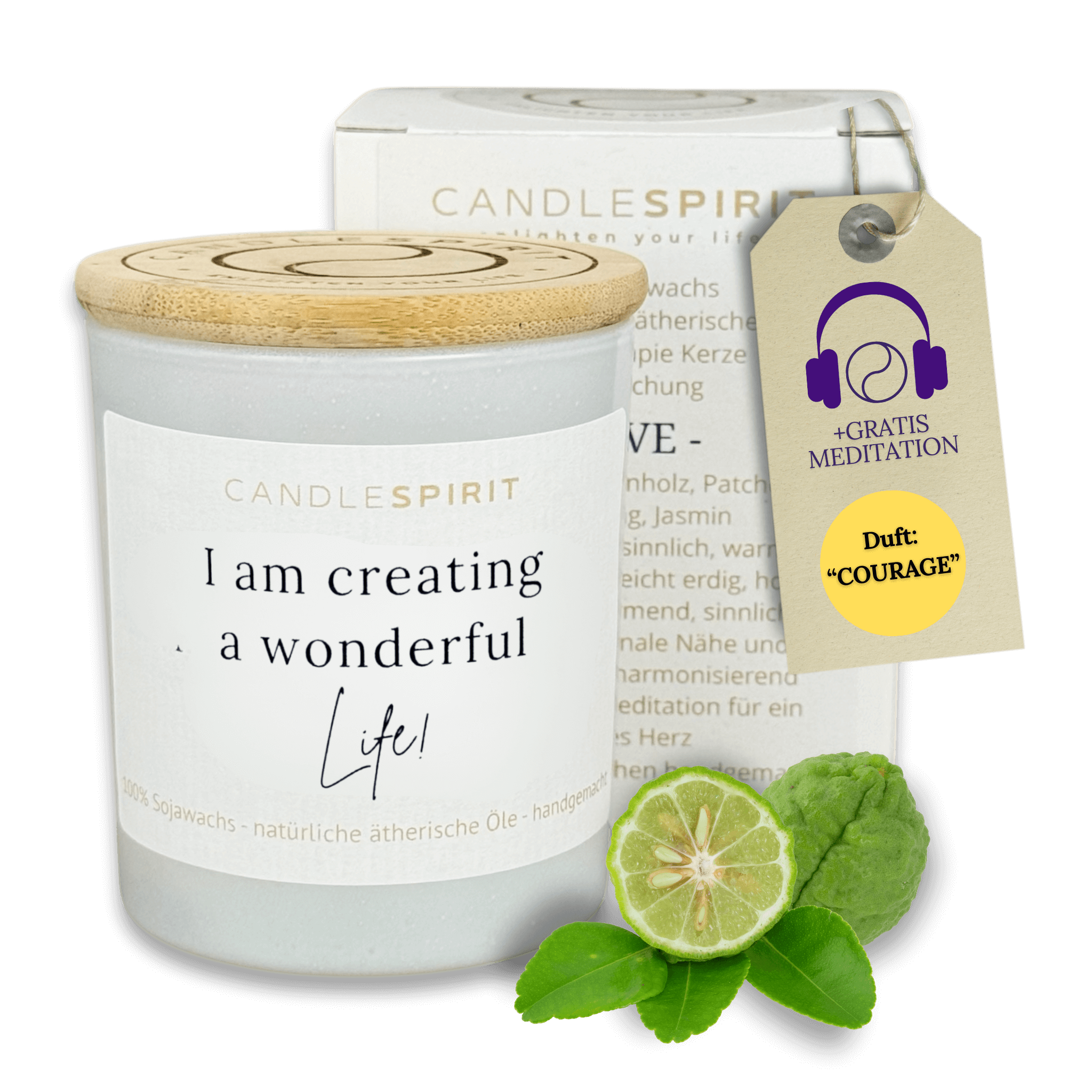 "I am creating a wonderful life!" | Aromatherapie Kerze mit Meditation