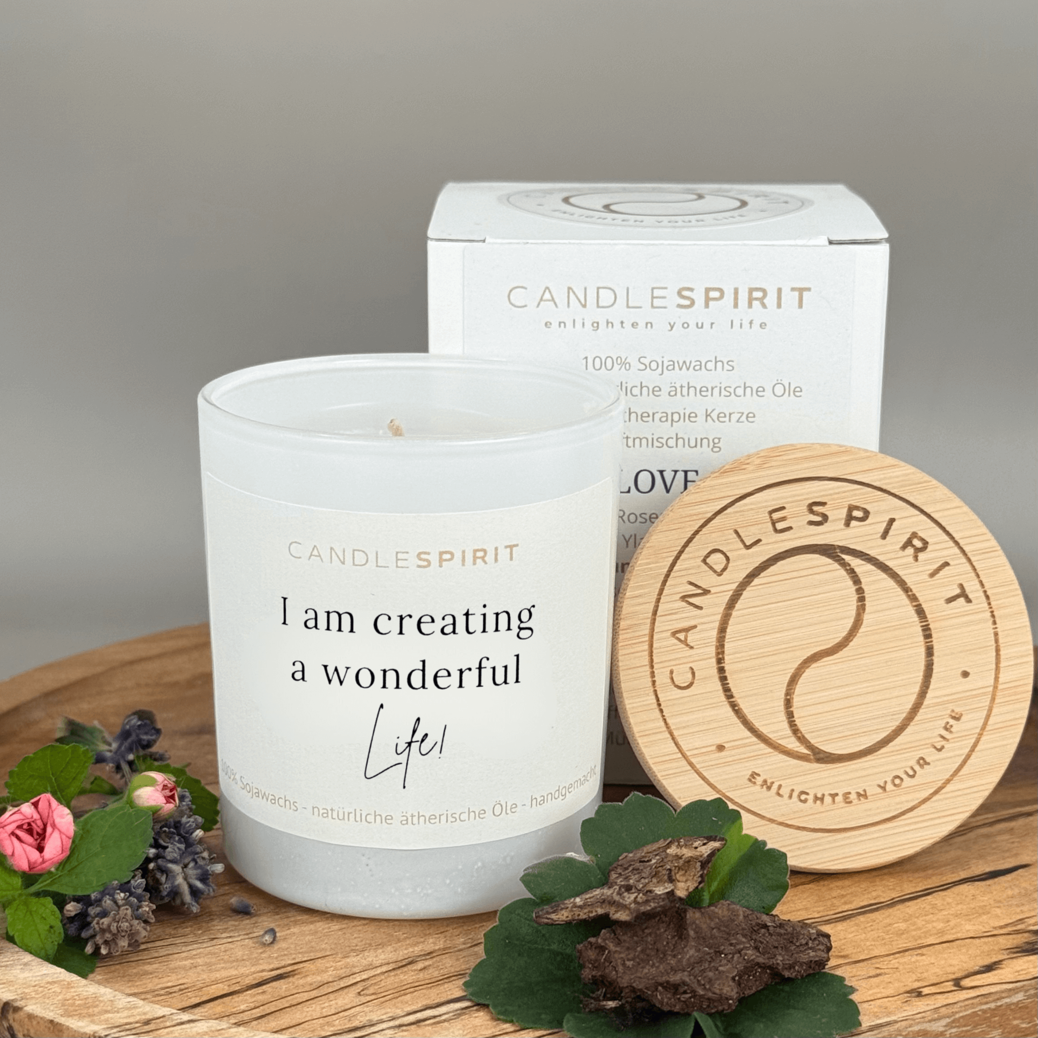 "I am creating a wonderful life!" | Aromatherapie Kerze mit Meditation