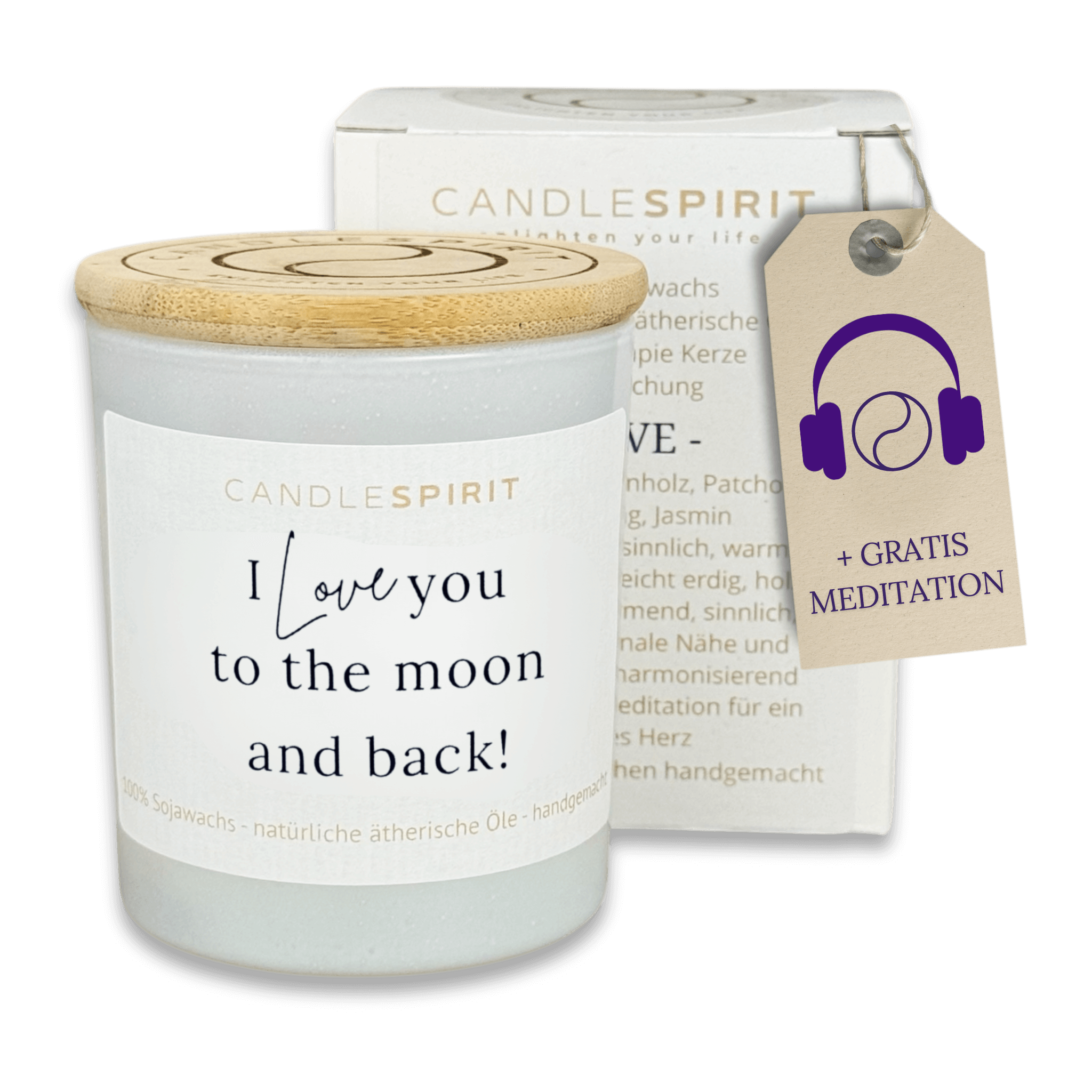 "I love you to the moon and back!" | Duftkerze mit ätherischen Ölen & Audio-Meditation