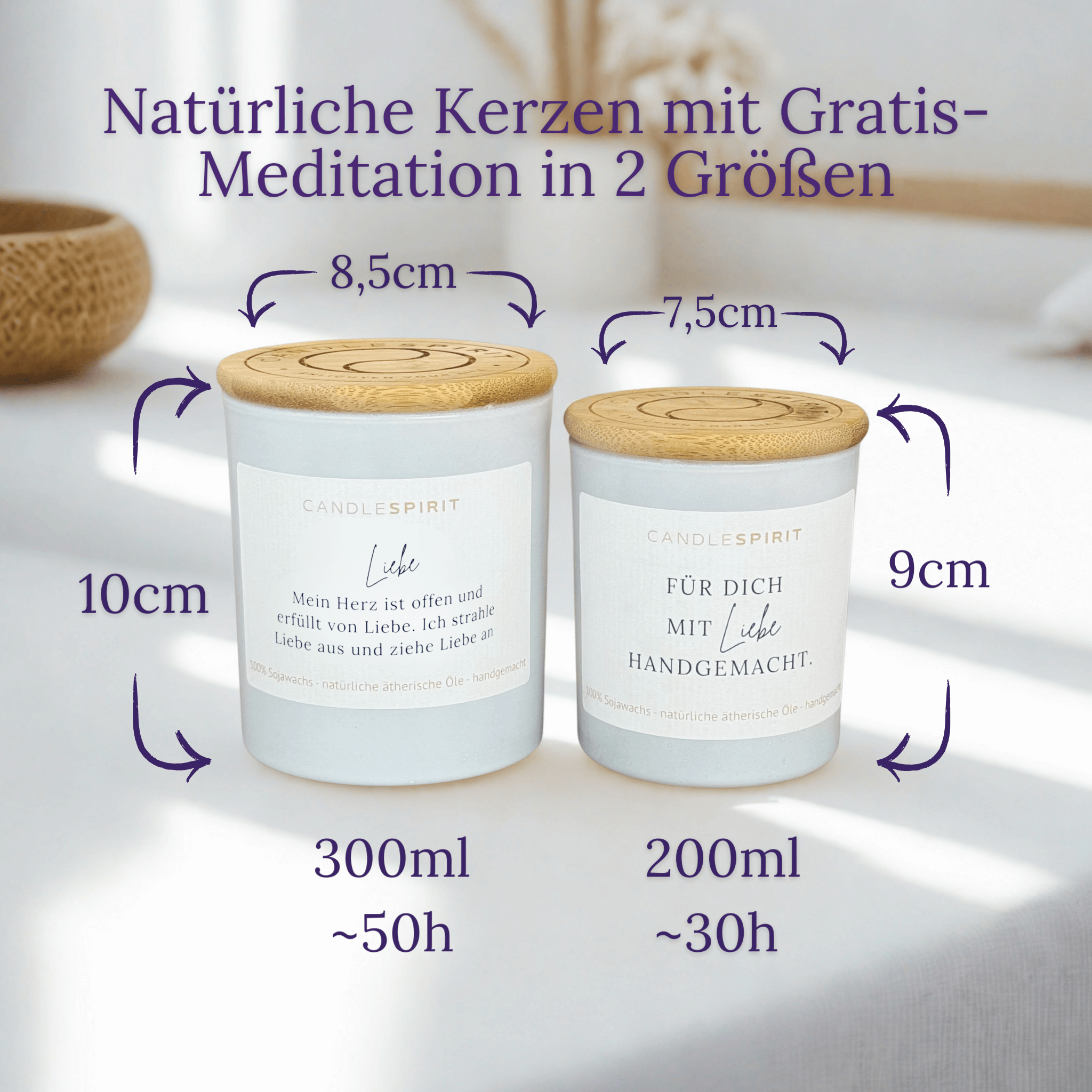 "Liebe, mein Herz ist offen und erfüllt von Liebe. Ich strahle Liebe aus und ziehe Liebe an." | Aromatherapie Kerze mit Meditation