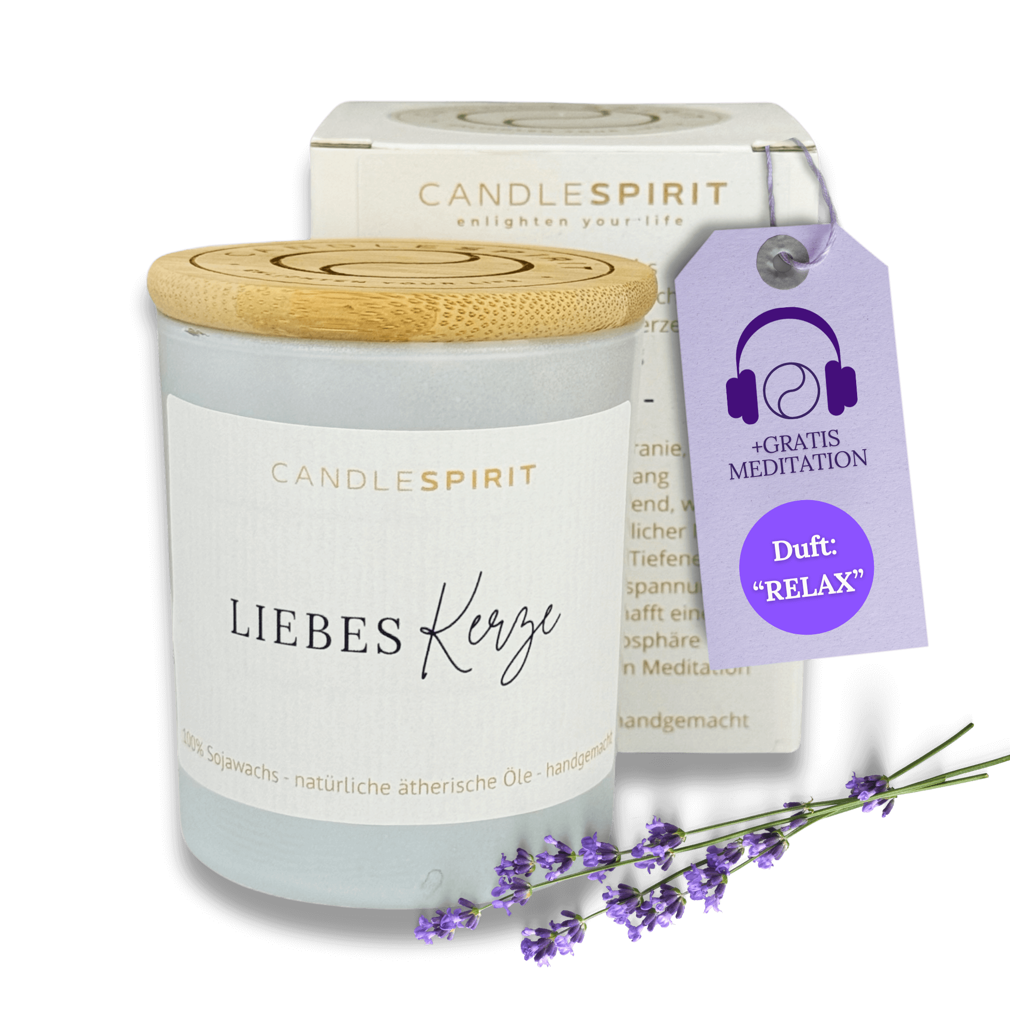 "LiebesKerze" | Aromatherapie Duftkerze mit Gratis Meditation