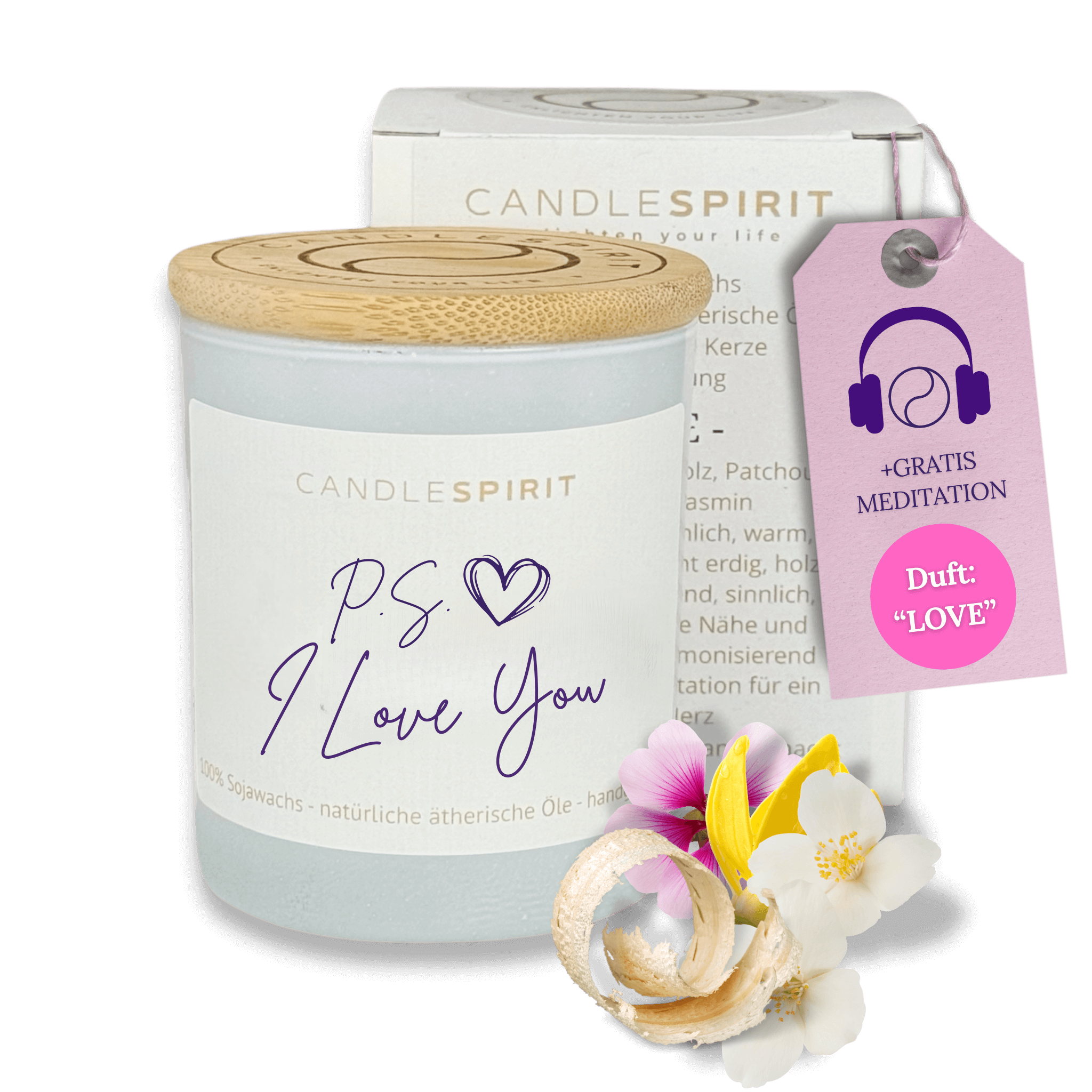 "P.S. I Love You" | Duftkerze mit ätherischen Ölen & Audio-Meditation