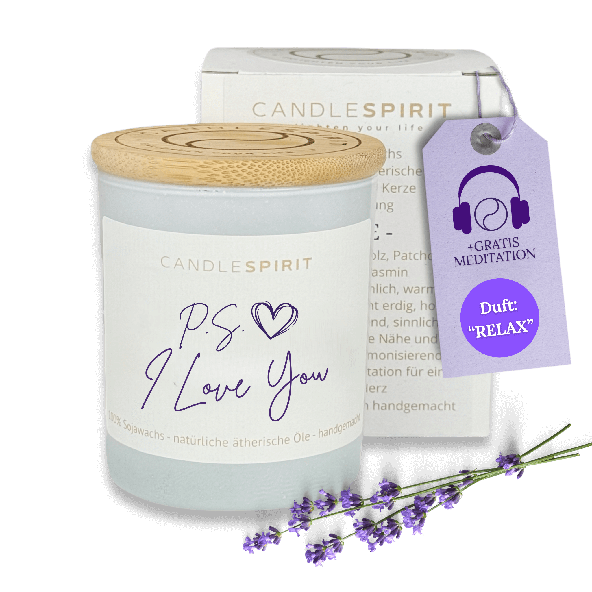 "P.S. I Love You" | Aromatherapie Duftkerze mit Meditation