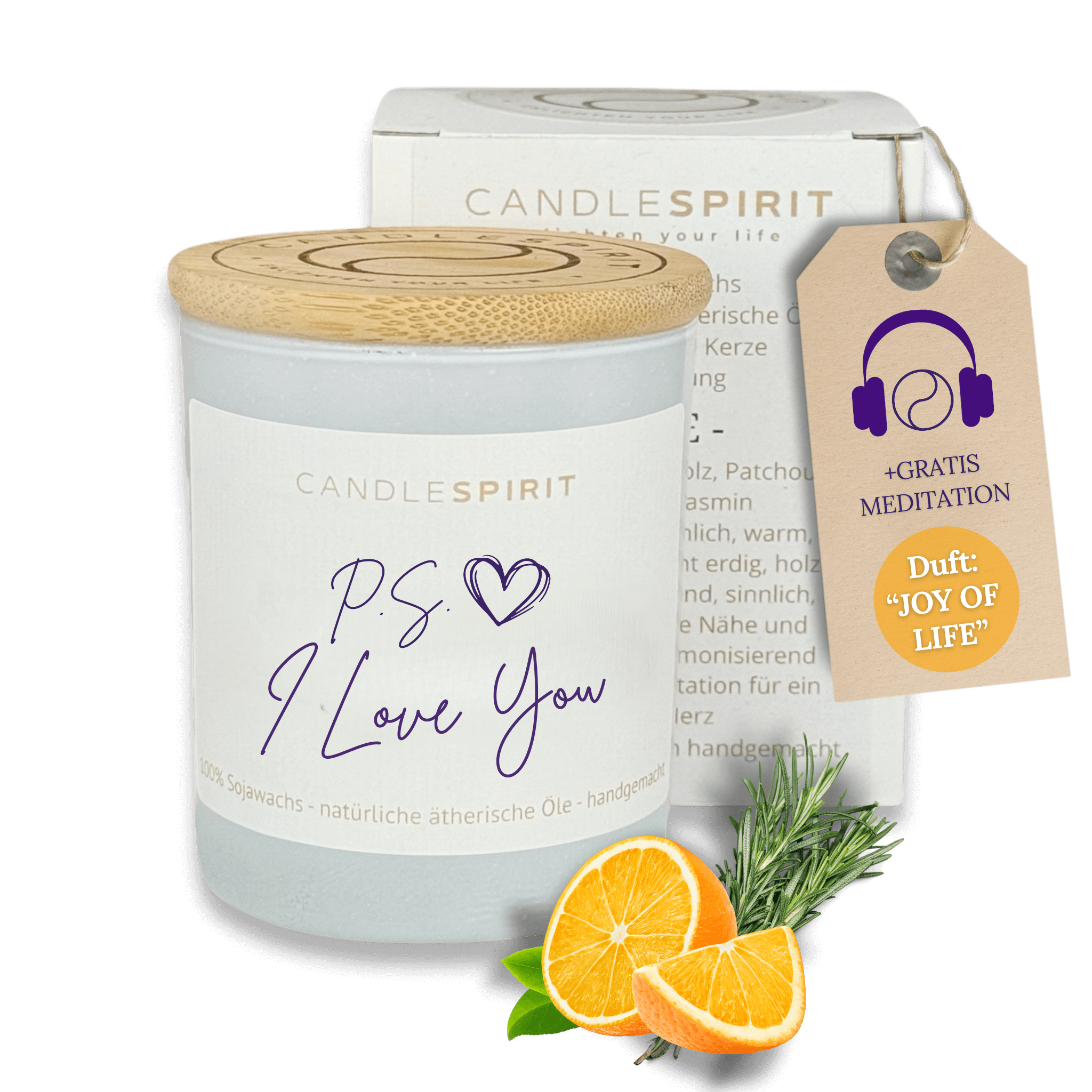 "P.S. I Love You" | Aromatherapie Duftkerze mit Meditation