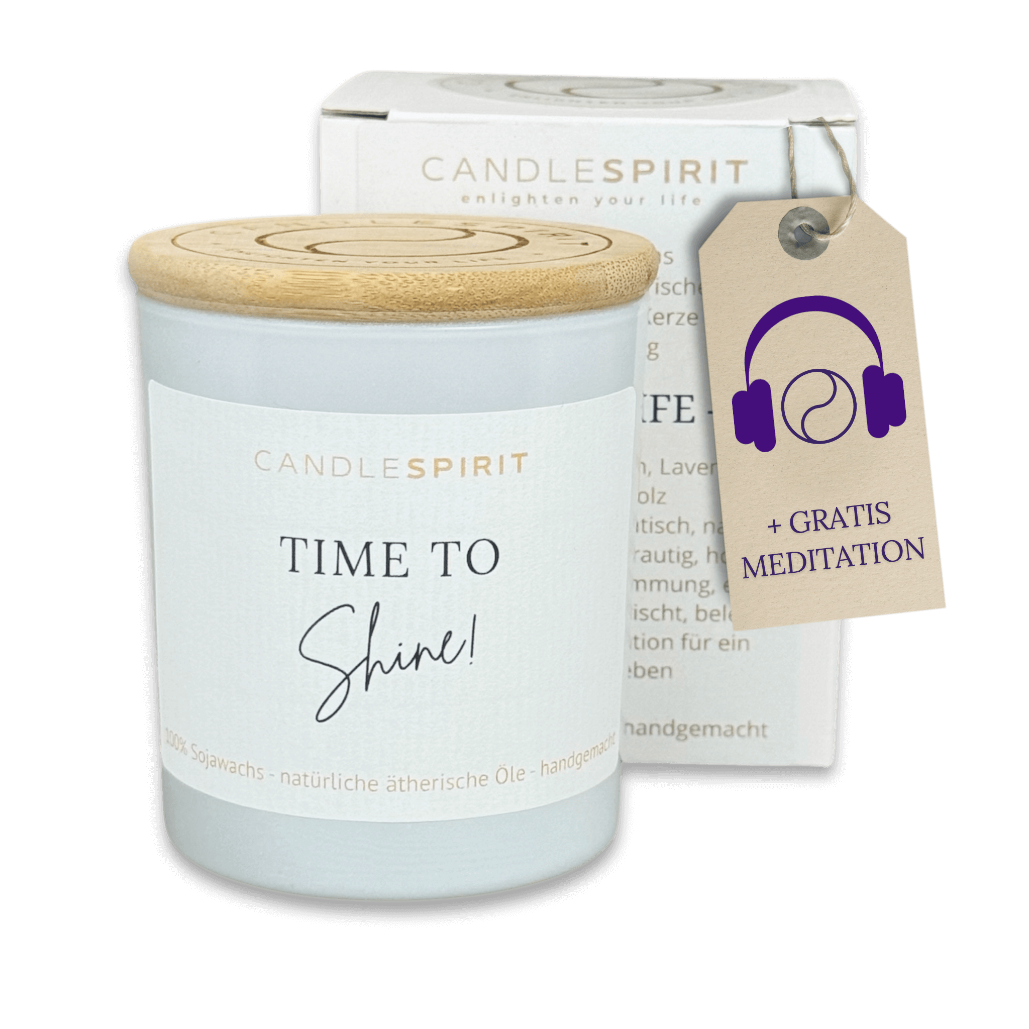 "Time to Shine!" | Aromatherapie Duftkerze mit Meditation