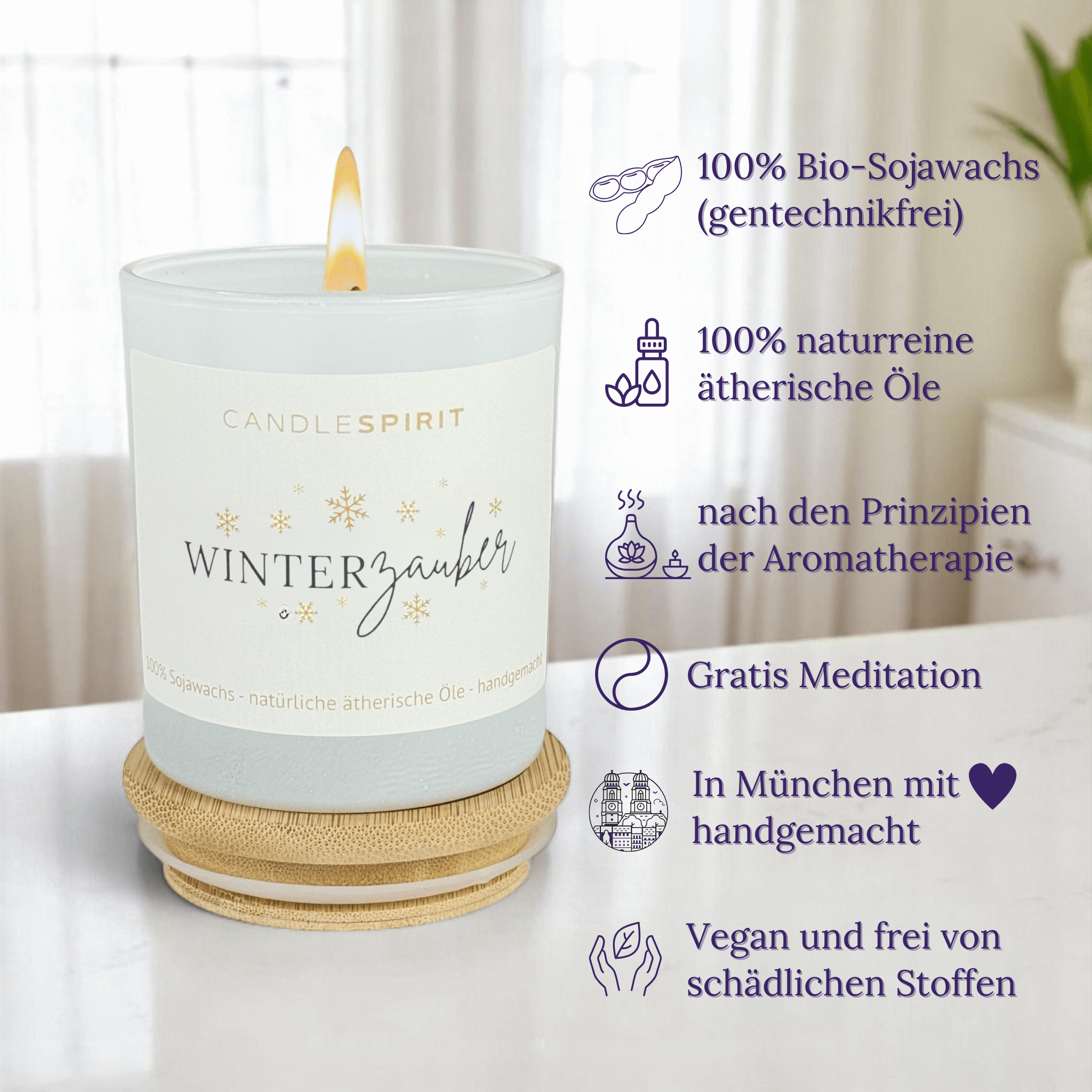 "Winterzauber" für Gelassenheit | Duftkerze mit ätherischen Öle & Audio Meditation