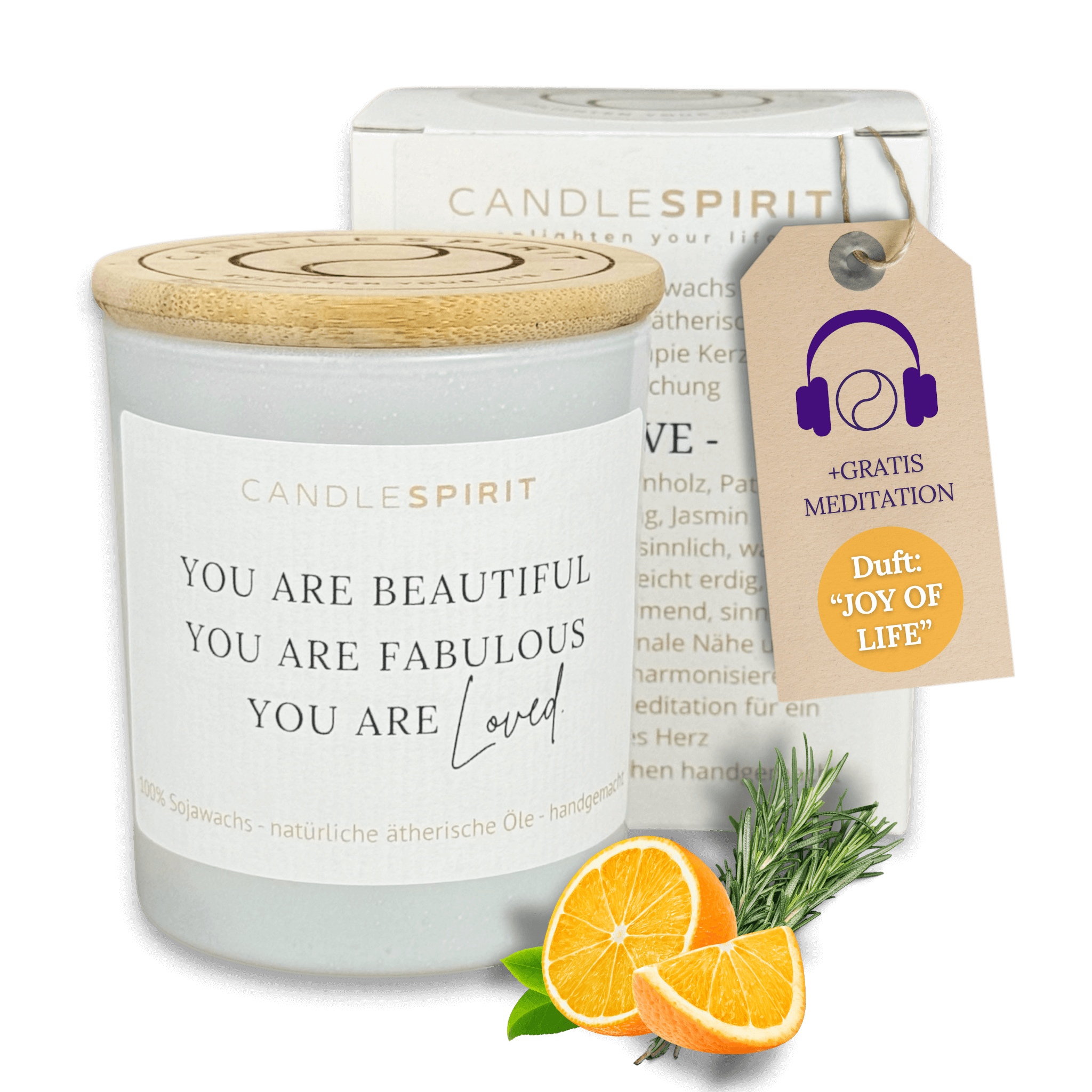 "You are beautiful, you are fabulous, you are loved" | Aromatherapie Duftkerze mit Meditation