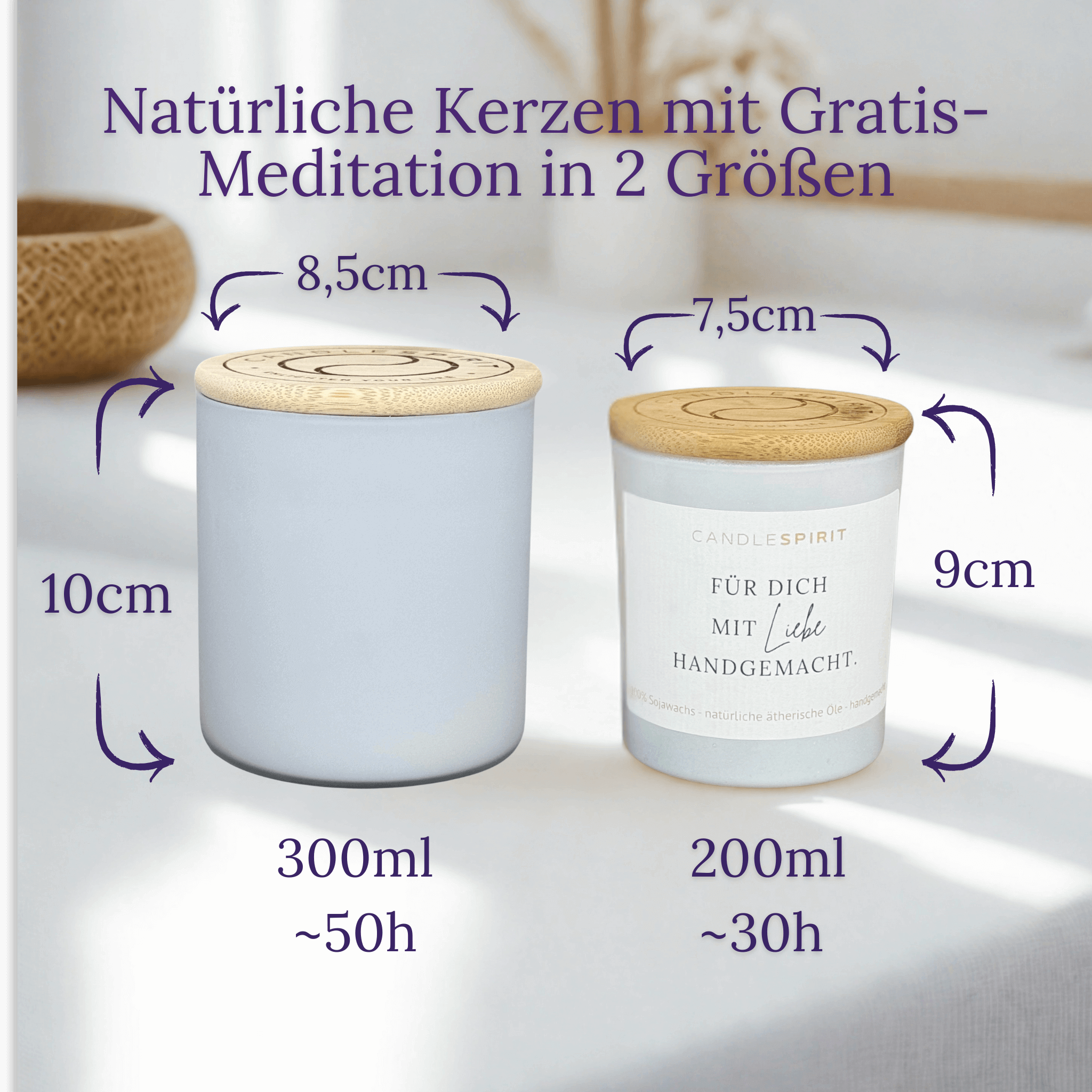 Sonderedition Duftkerze Grey mit dem Duft "JOY OF LIFE" mit ätherischen Ölen & Audio-Meditation | 60h Brennfreude