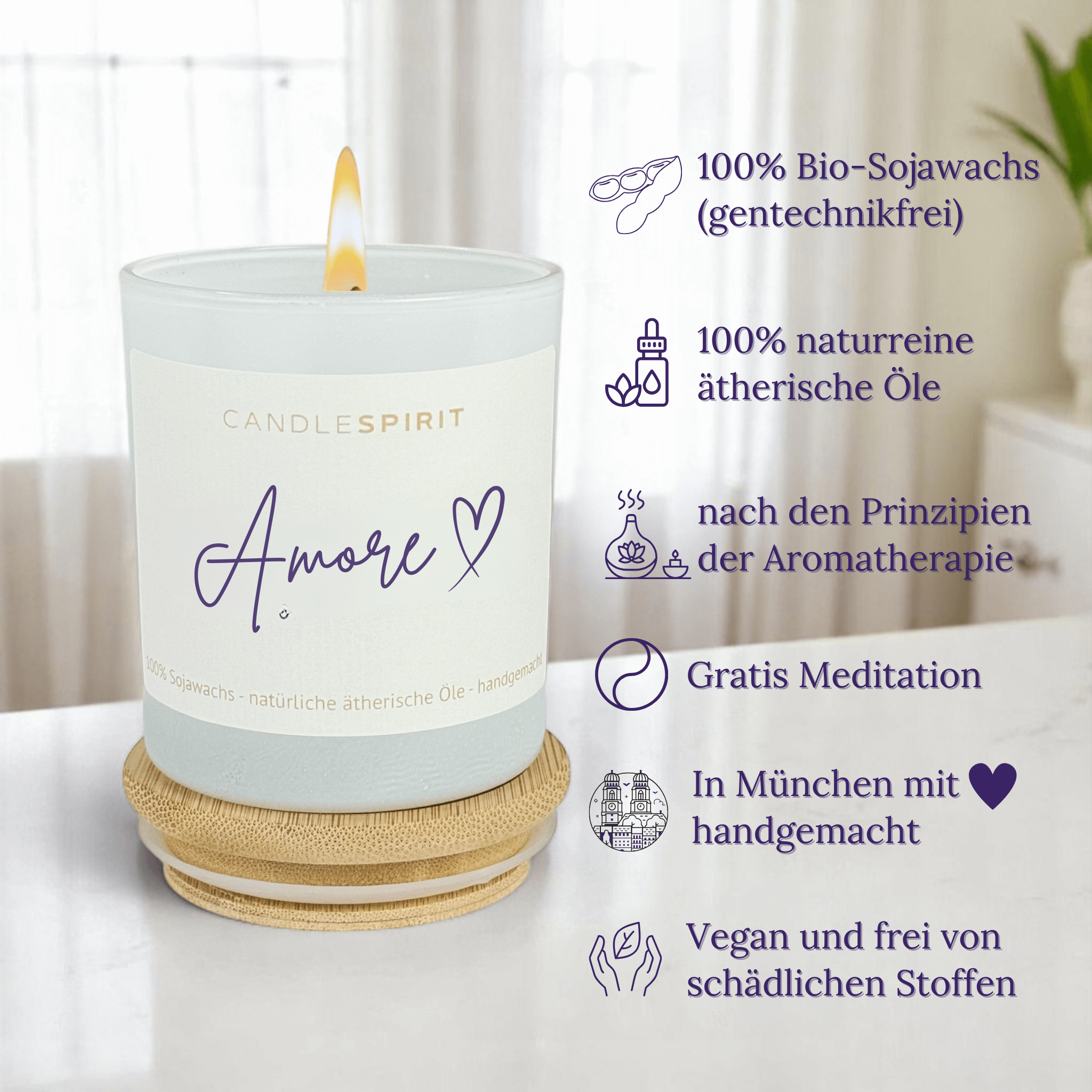 "Amore" | Duftkerze mit ätherischen Ölen & Audio-Meditation