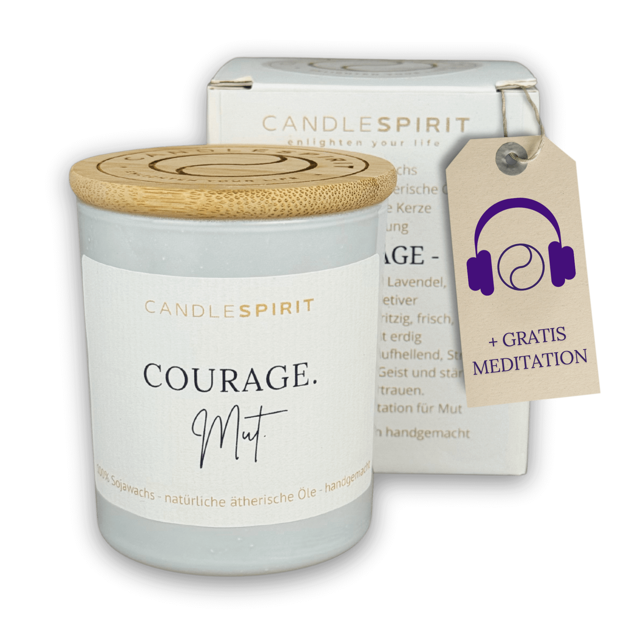 "Courage.Mut" | Duftkerze mit ätherischen Ölen & Audio Meditation