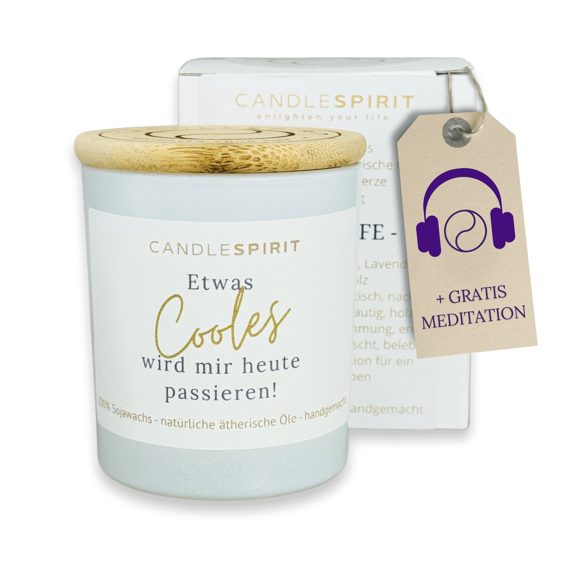 "Etwas Cooles wird mir heute passieren!" Duftkerze aus reinen ätherischen Ölen & Audio-Meditation