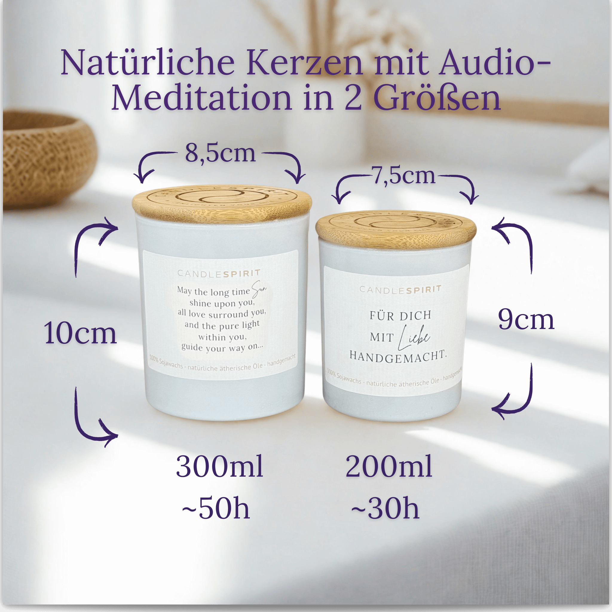 "May the long time sun shine upon you..." | Duftkerze mit ätherischen Ölen & Audio-Meditation