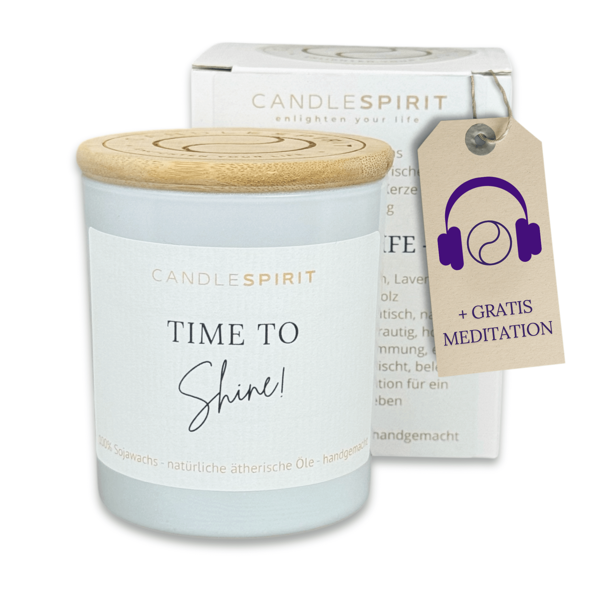 "Time to Shine!" | Aromatherapie Duftkerze & Gratis Meditation | Bio-Sojawachs