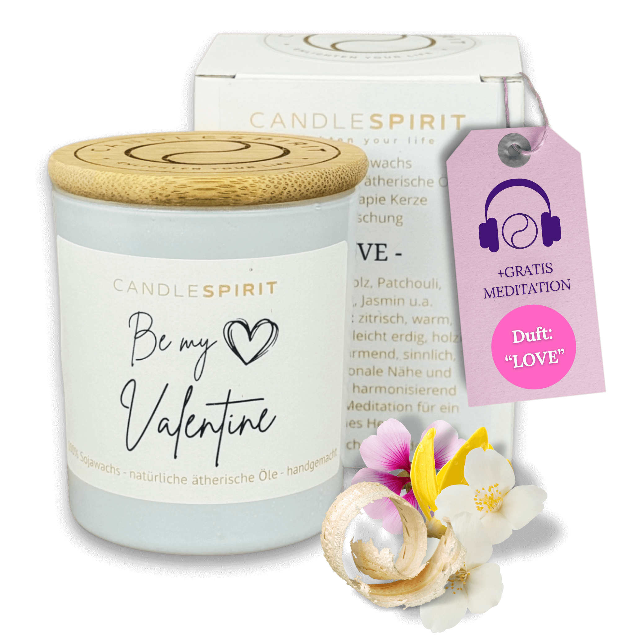 "Be my Valentine" | Duftkerze mit ätherischen Ölen & Gratis-Meditation