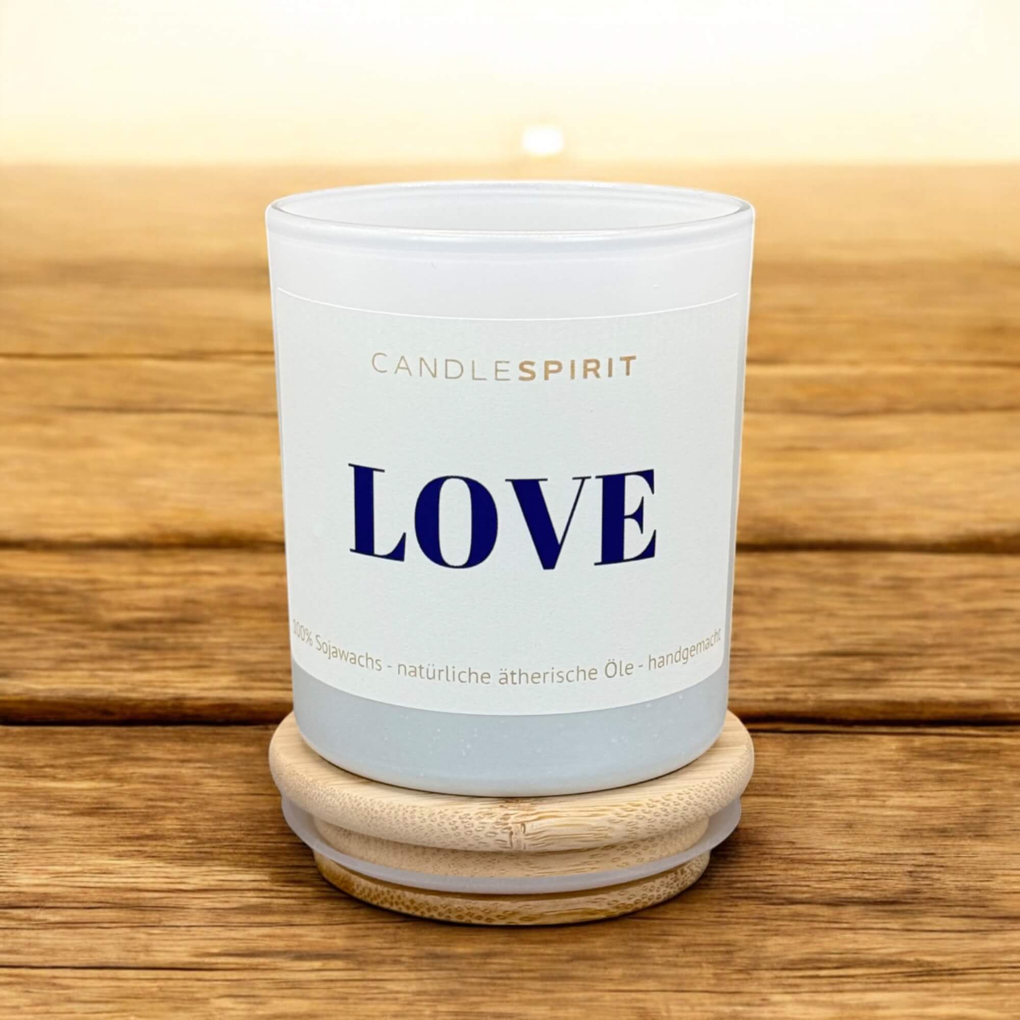 "LOVE" | Aromatherapie Kerze | Gratis Meditation je Duft im Bambusdeckel