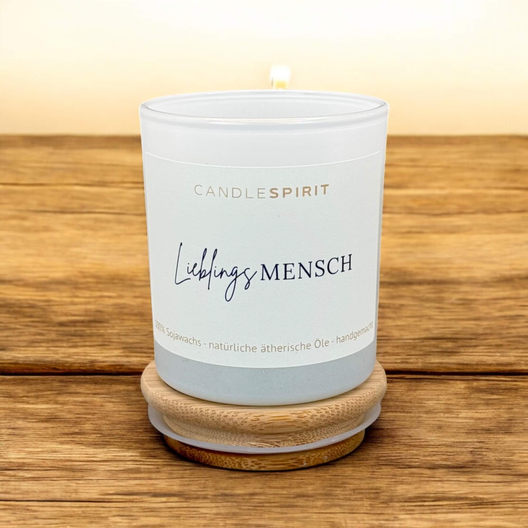 "Lieblingsmensch" | Aromatherapie Kerze | Gratis Meditation je Duft im Bambusdeckel