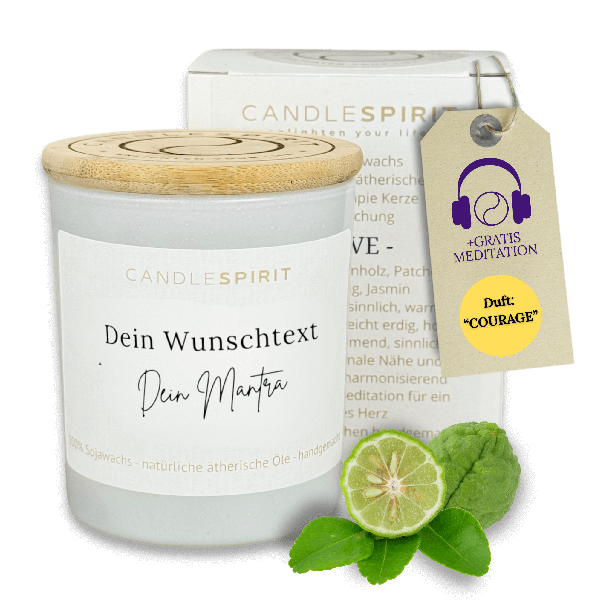 Personalisierbar "Dein Wunschtext. Dein Mantra" | Aromatherapie Duftkerze mit Meditation
