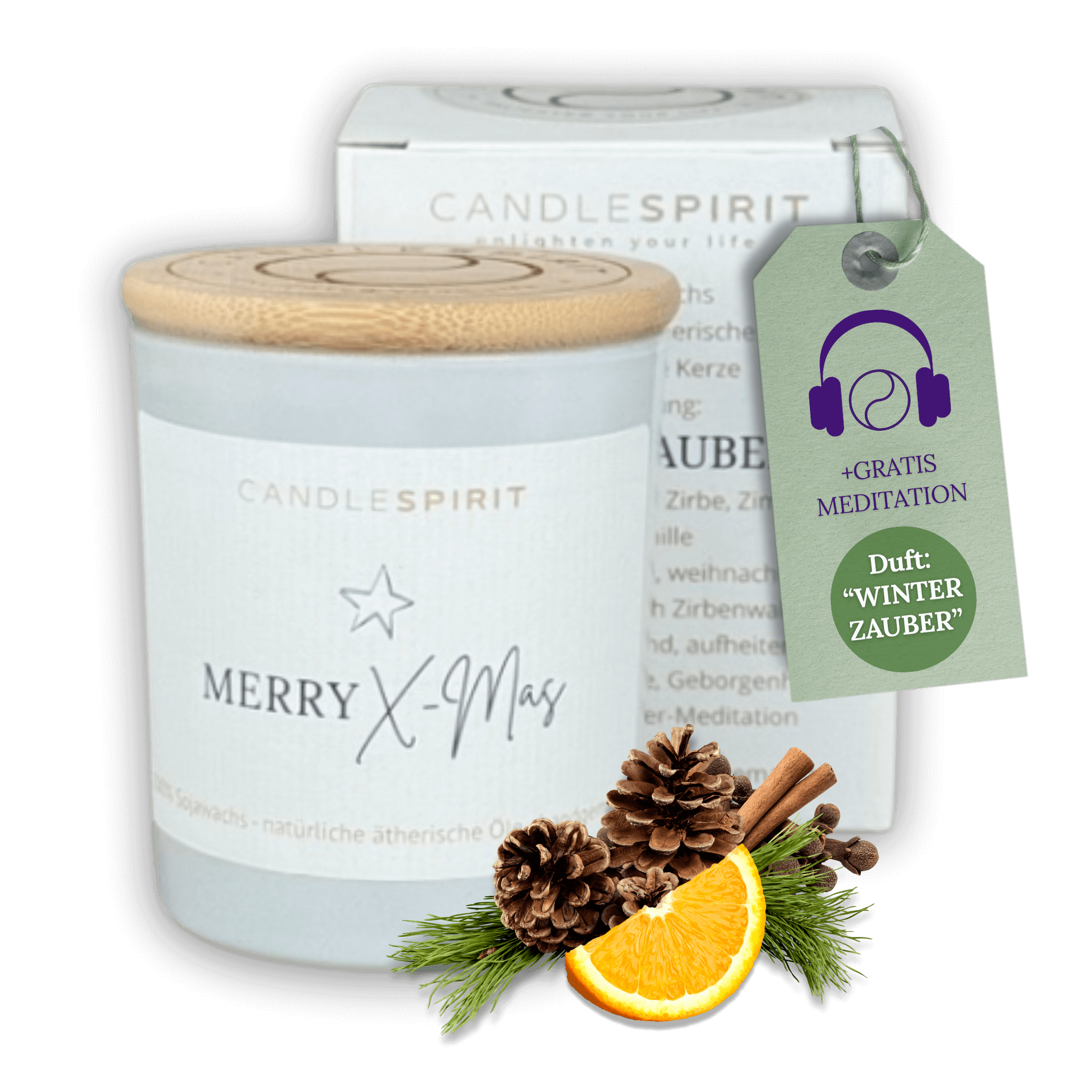 "Merry X-Mas" | Duftkerze mit ätherischen Ölen & Audio-Meditation