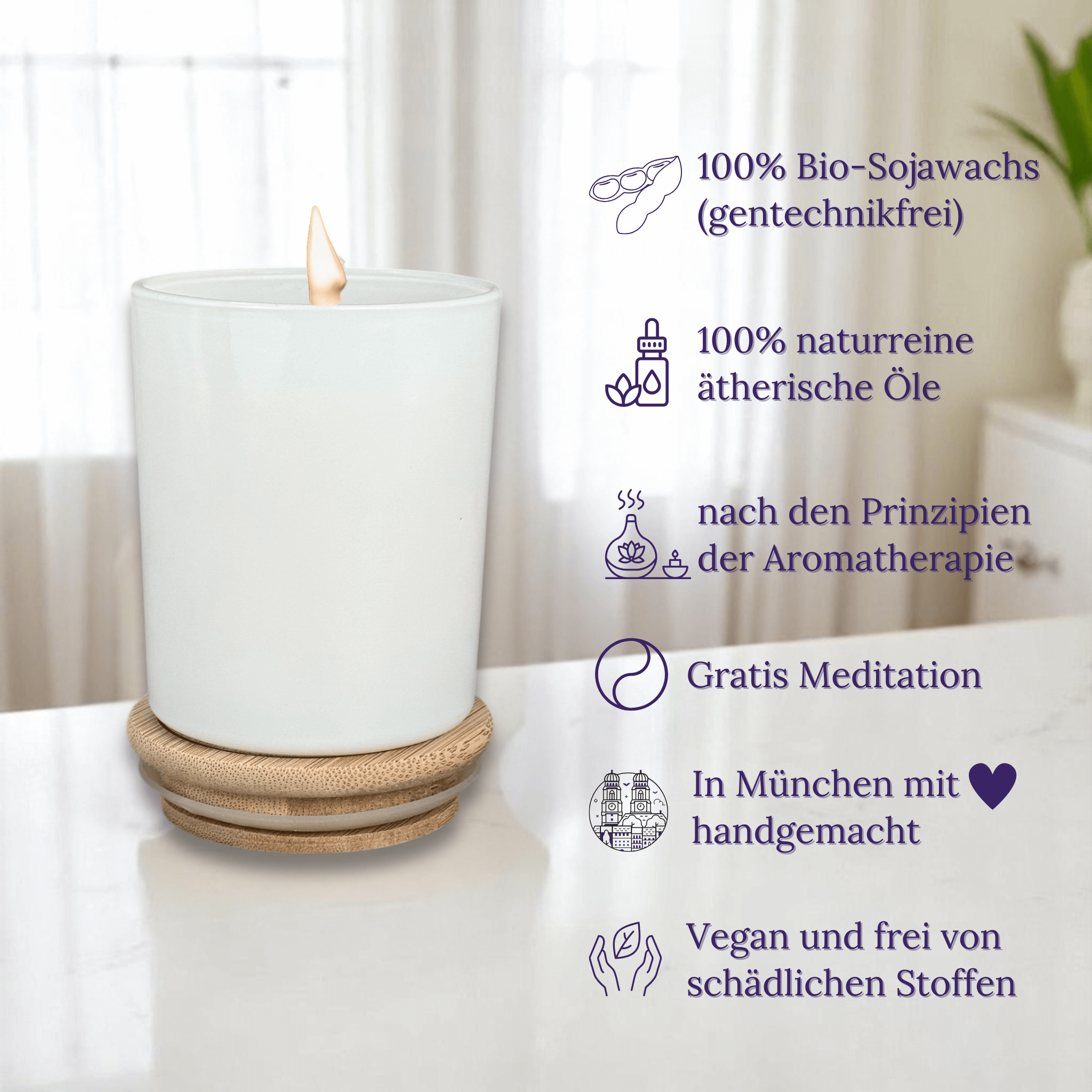 OUTLET - limitierte Edition: Aromatherapie Duftkerze | Duft RELAX | Zitat: "BFF...." | Bio-Sojawachs | Gratis Meditation