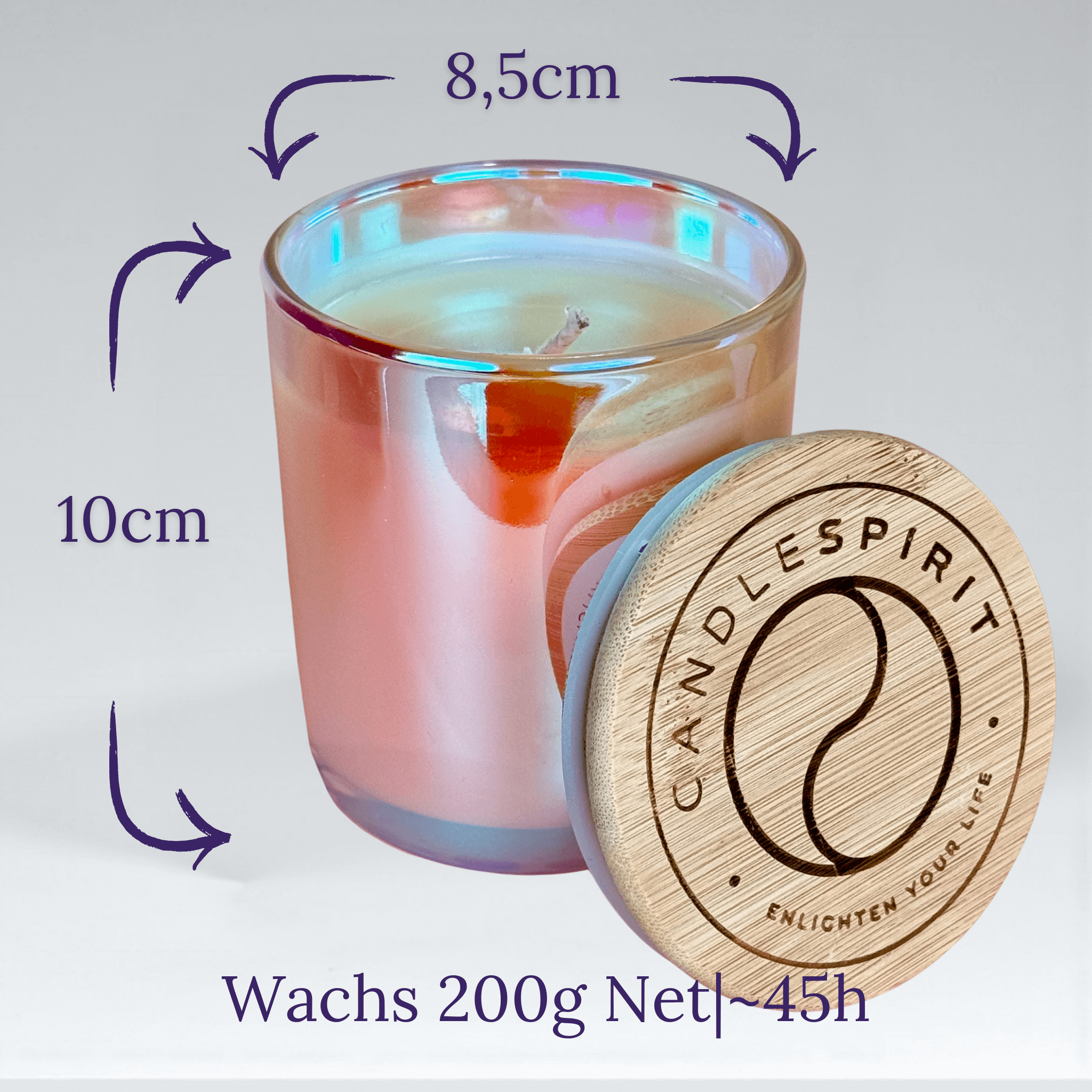 Duftkerze "Shine-JOY OF LIFE" riecht fruchtig-frisch nach Orange & Rosmarin & Audio-Meditation | ca. 45h Brenndauer