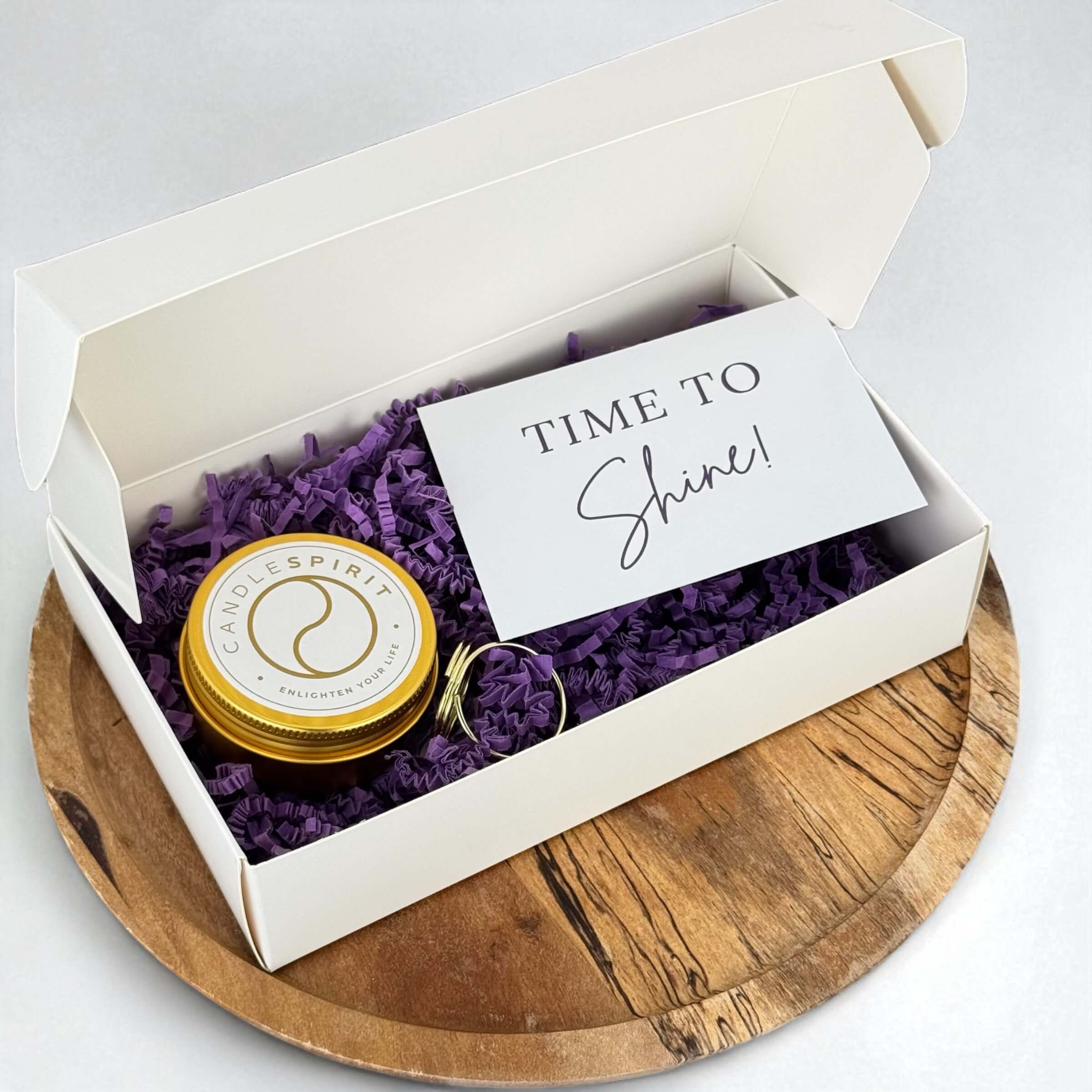 JOY OF LIFE Geschenkeset – Duftkerze & Grusskarte „Time to Shine!"