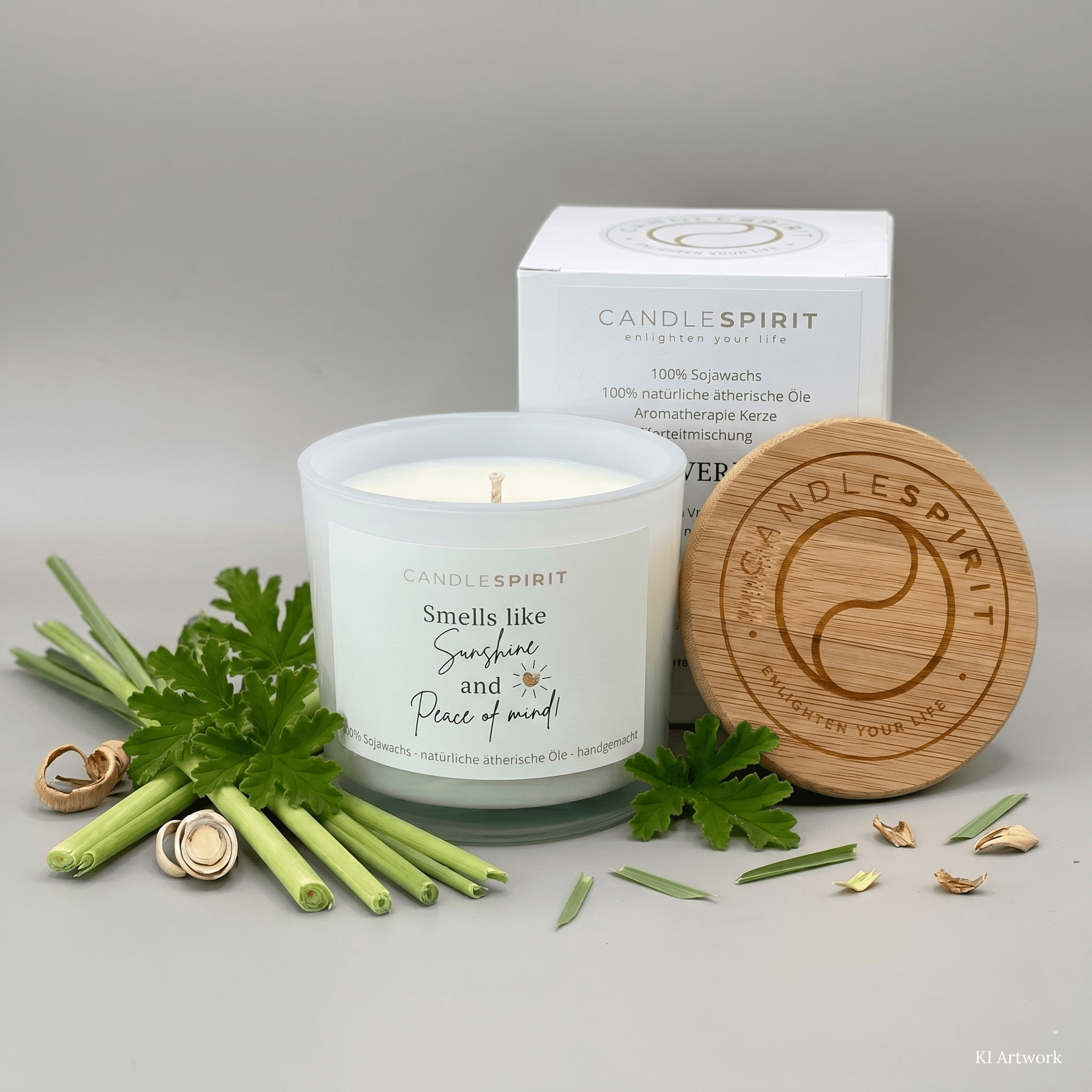 Duftkerze "Smells like Sunshine and Peace of Mind" Duft "SUMMERLOVE" aus Citronella & Lemongras | 50h