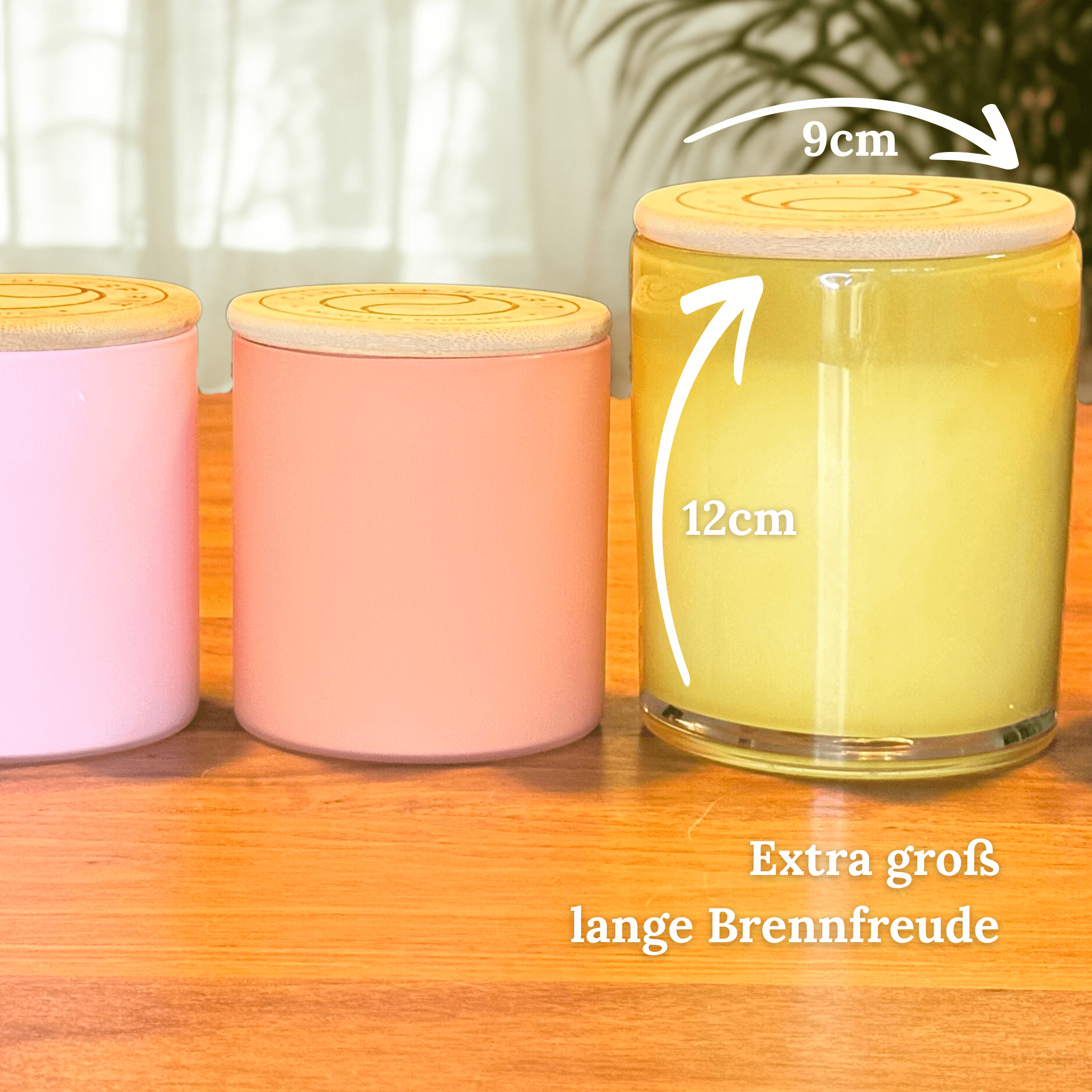 Design Sonderedition Aromatherapie Kerze Sonnen gelb | Duft "JOY OF LIFE" | 360g Net | 80h Brennfreude | Gratis Meditation