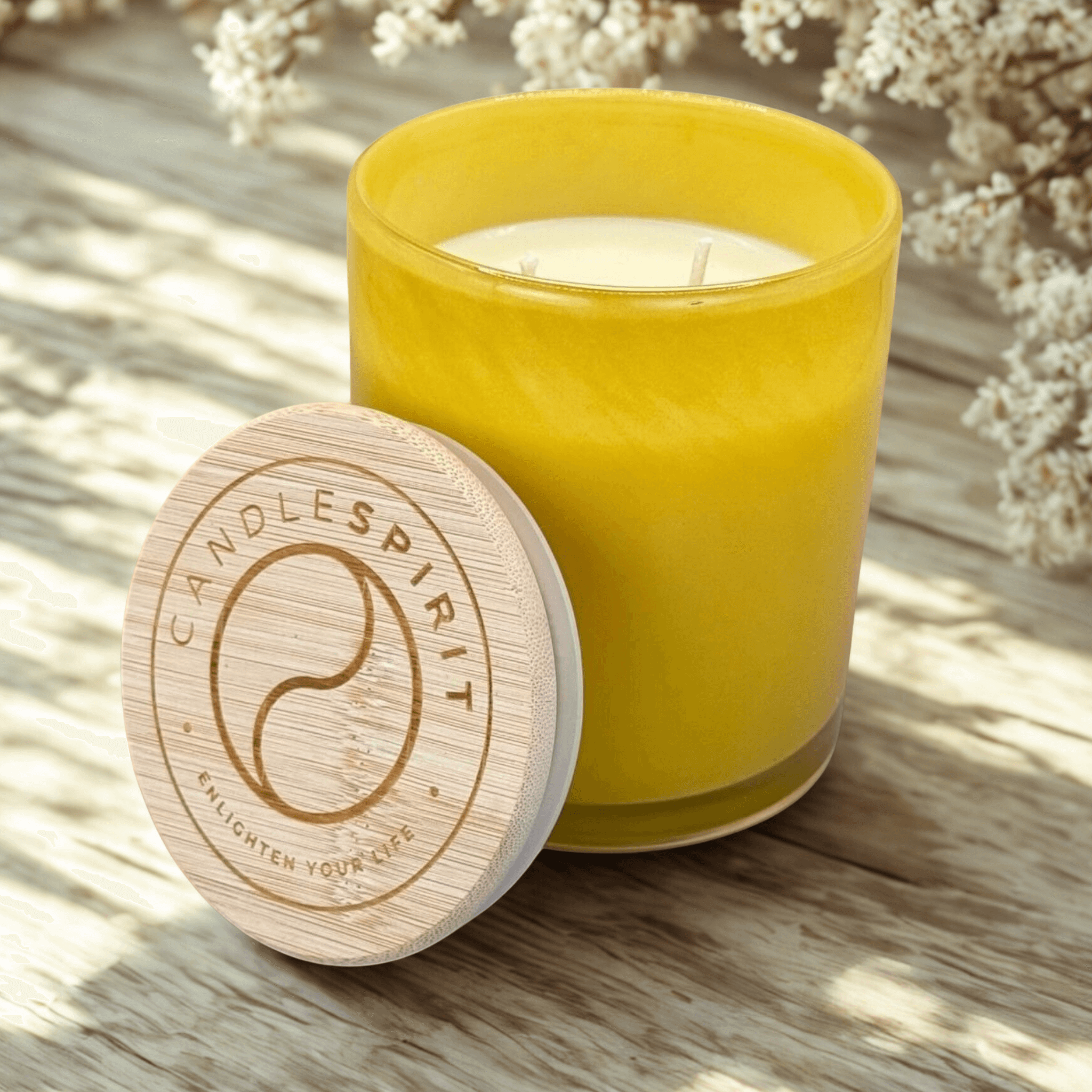 Extra große Duftkerze in Sonnengelb | Duft "JOY OF LIFE" | 360g Net | 80h Brennfreude