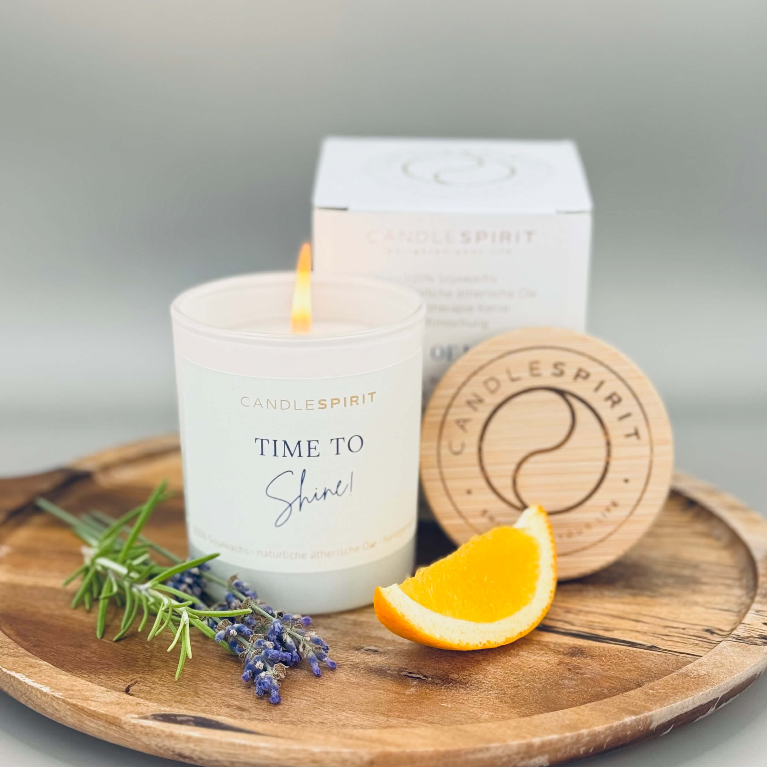 "Time to Shine!" | Aromatherapie Duftkerze mit Meditation