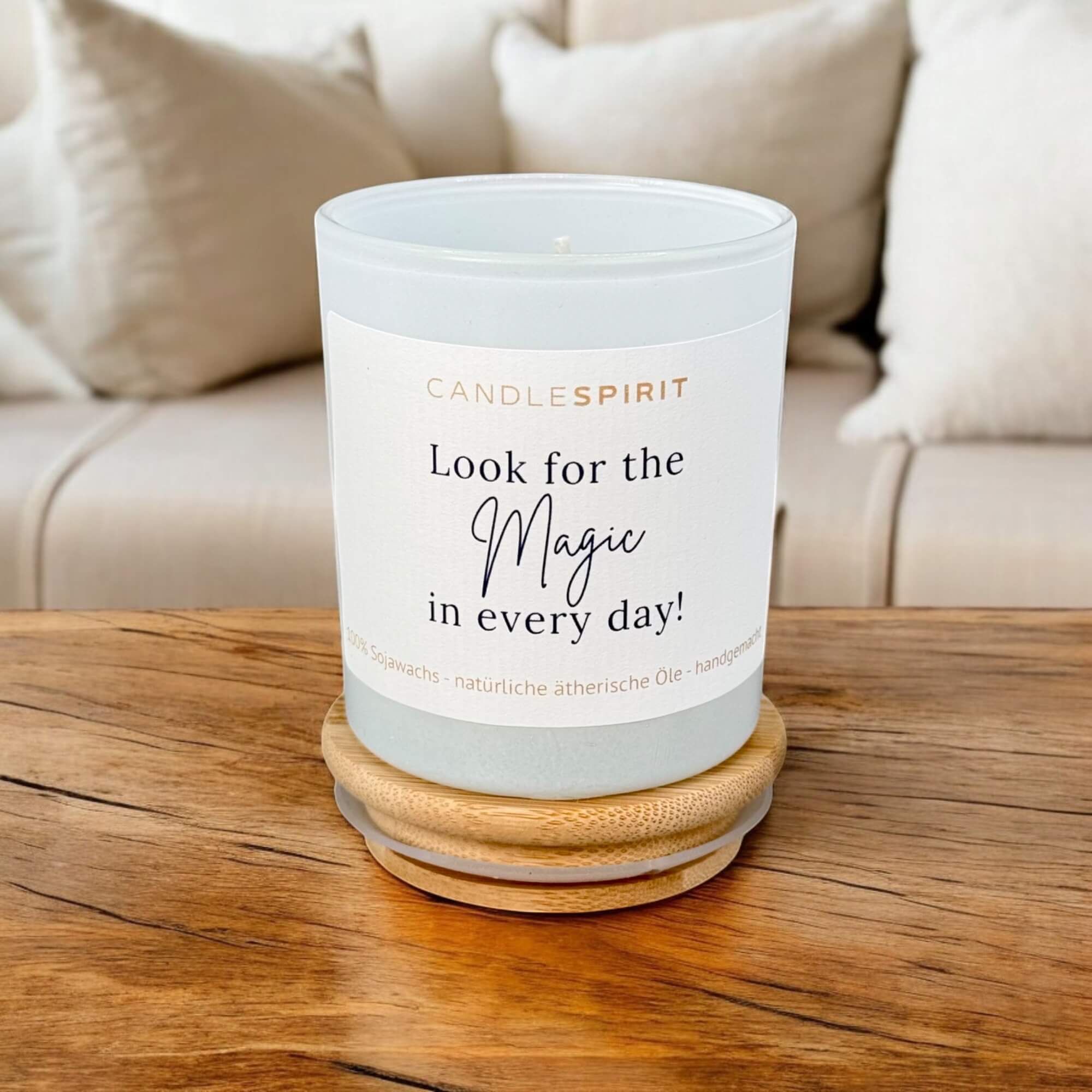 Duftkerze "Look for the magic in every day" Aromatherapie ätherische Öle & Gratis Meditation Ansicht 2